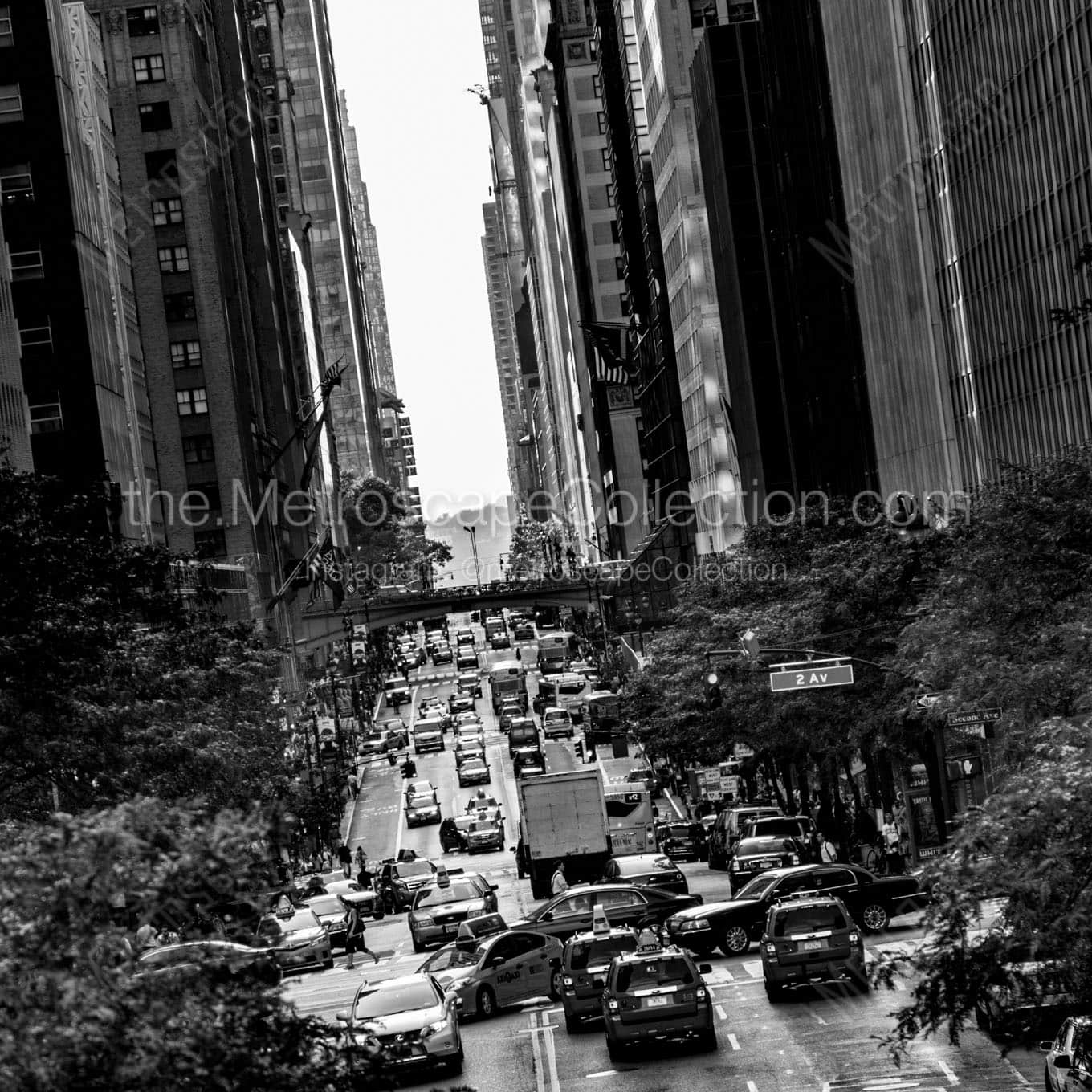 2nd ave at 42nd street Black & White Wall Art