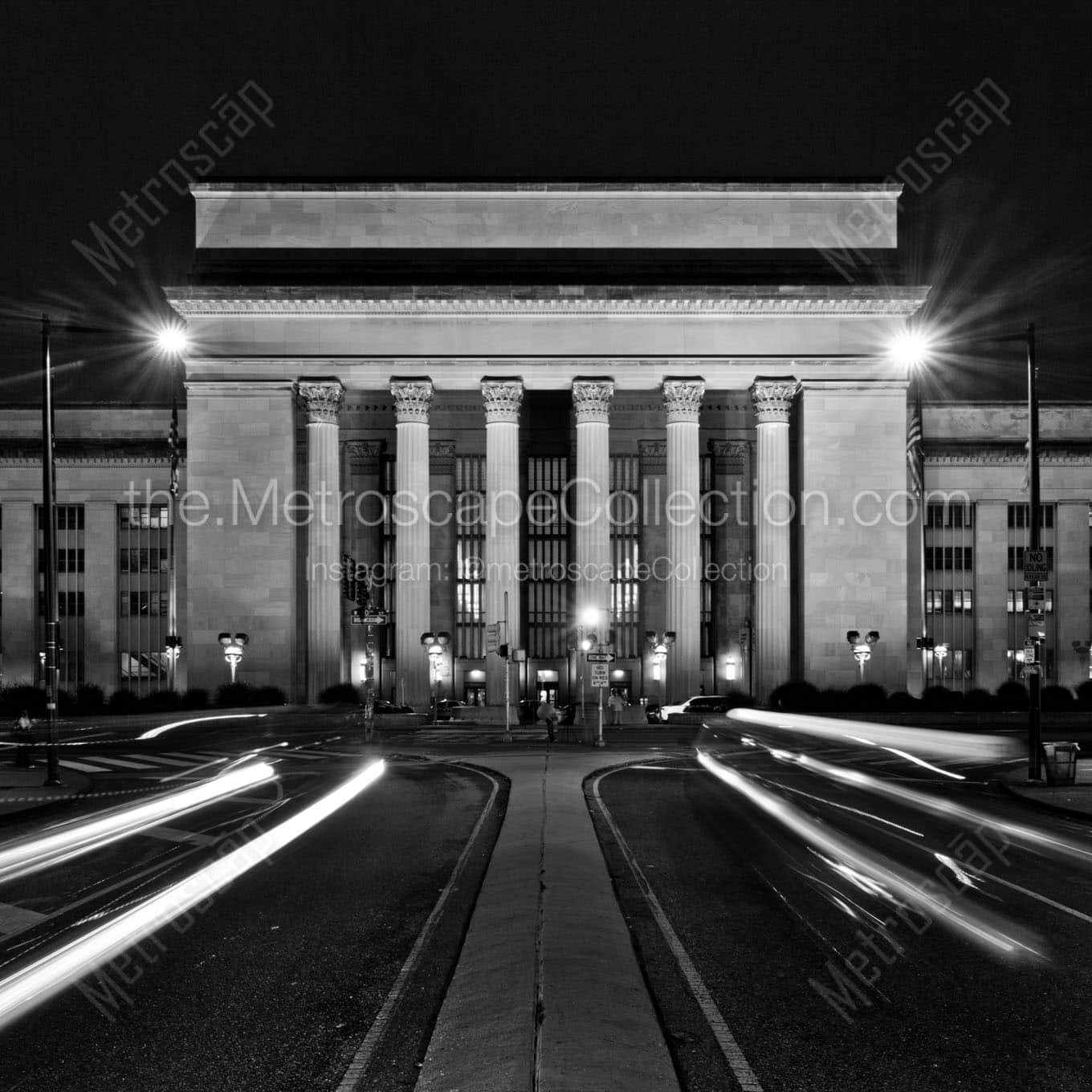 30th street station at night Black & White Wall Art