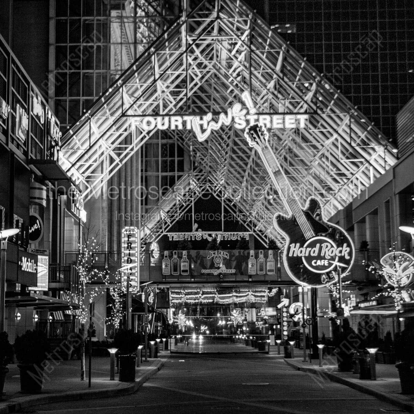 4th street live downtown louisville Black & White Wall Art