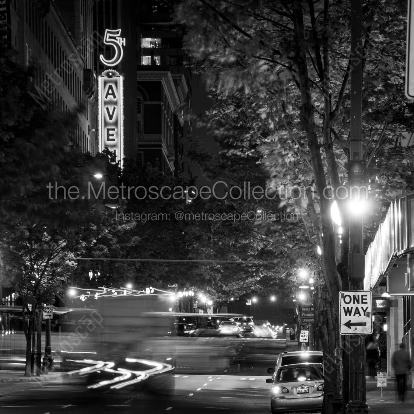 5th ave traffic at night Black & White Wall Art