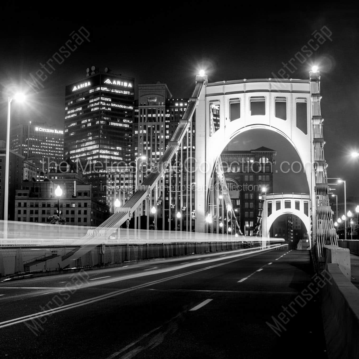 6th street bridge at night Black & White Wall Art