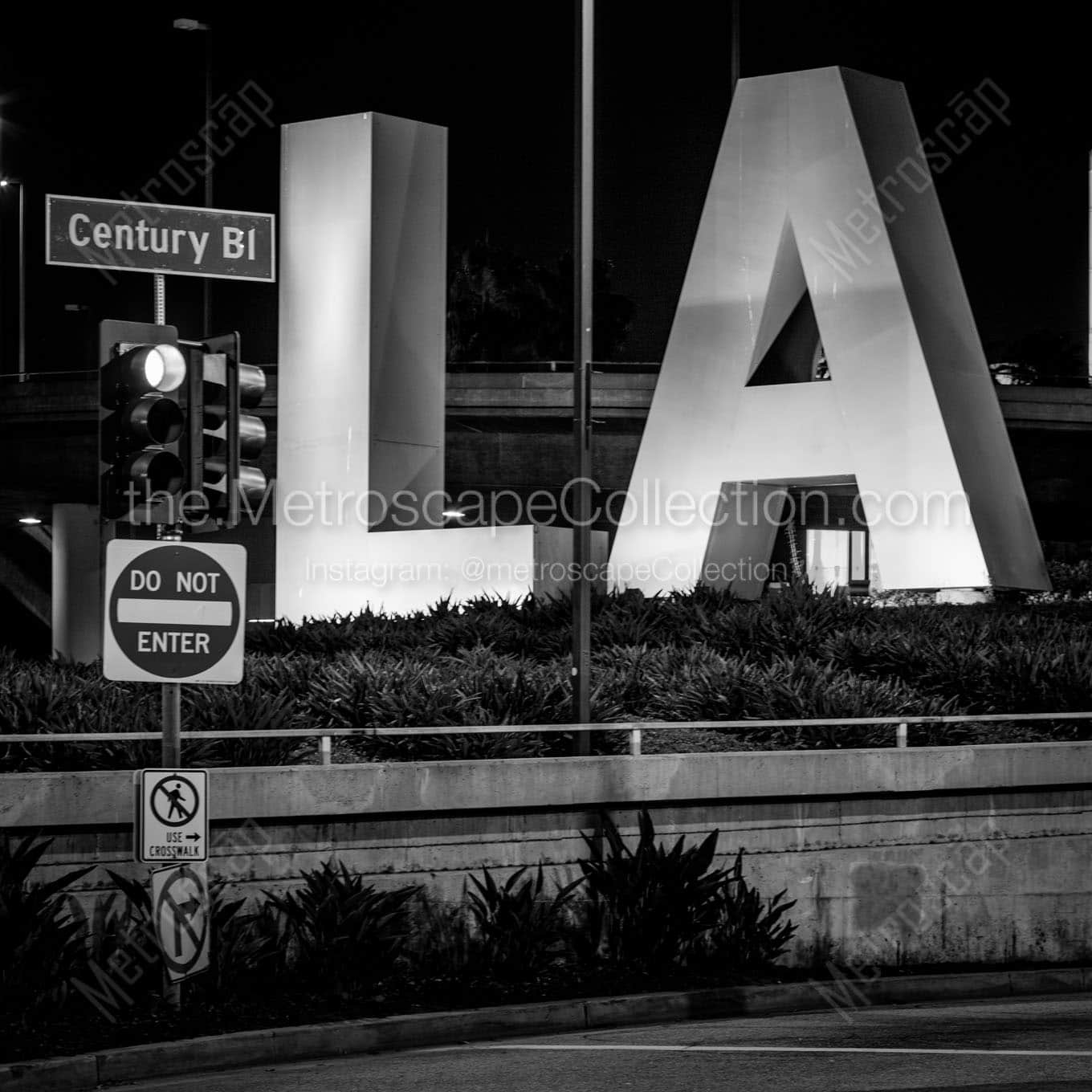 la letters at lax airport Black & White Wall Art