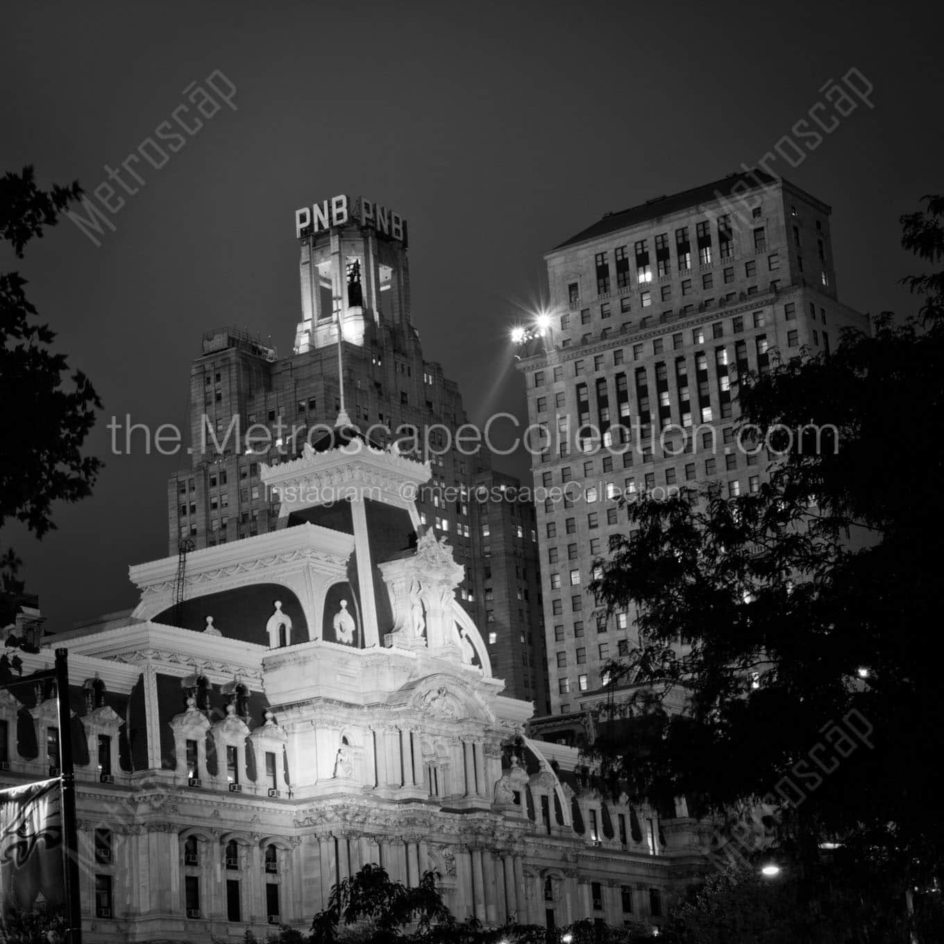 pnb building city hall Black & White Wall Art