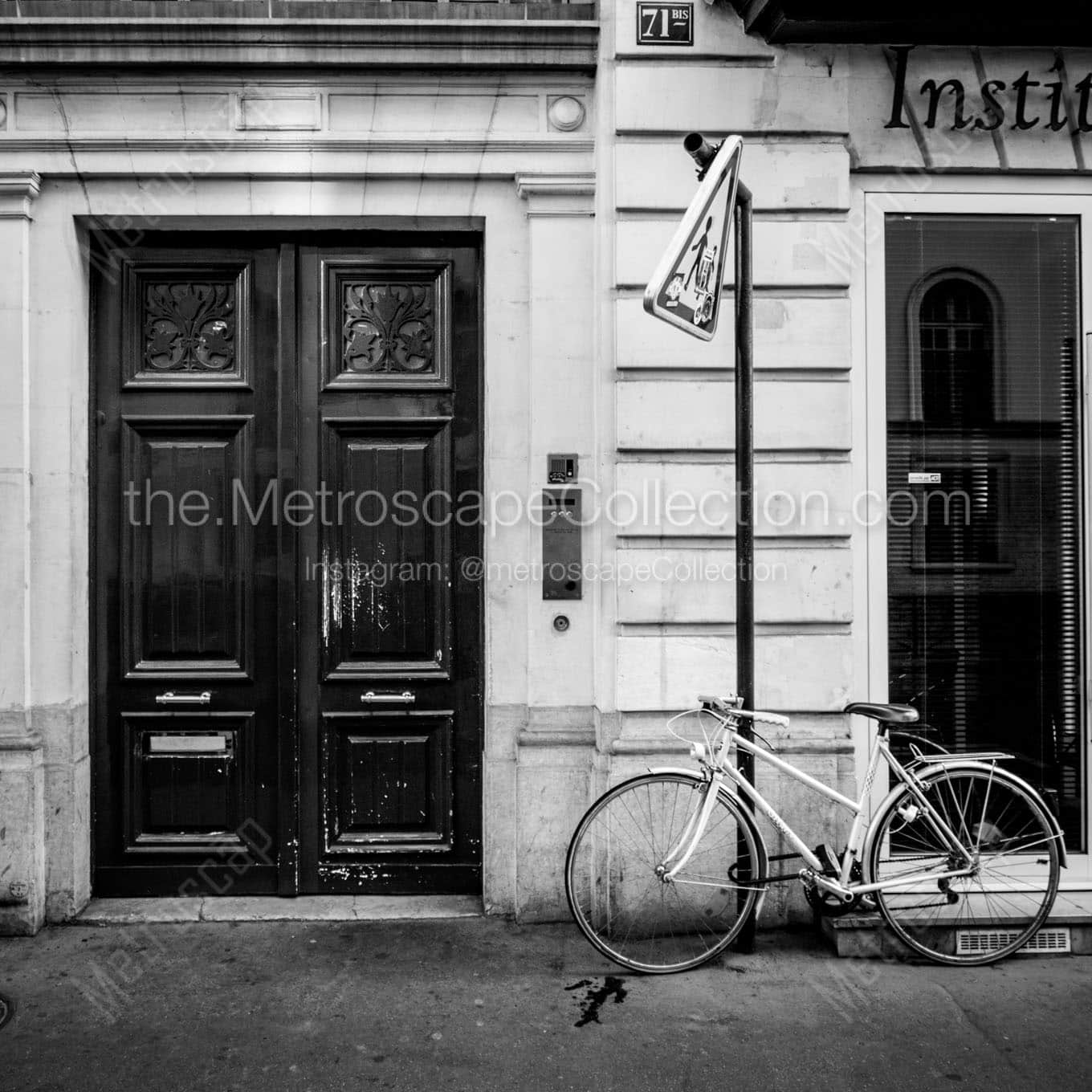 a parisian bicycle Black & White Wall Art