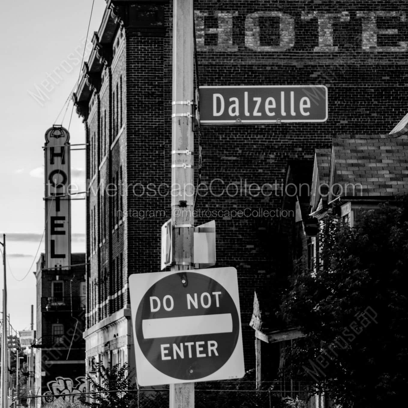 abandon hotel michigan central station Black & White Wall Art