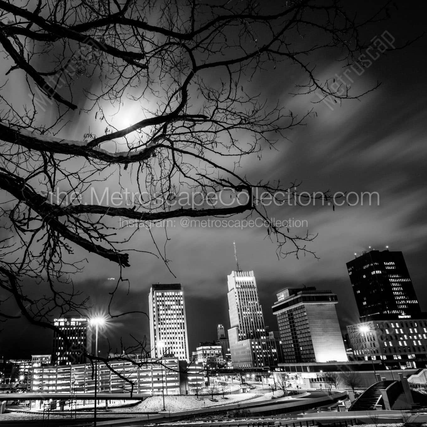 akron skyline Black & White Wall Art