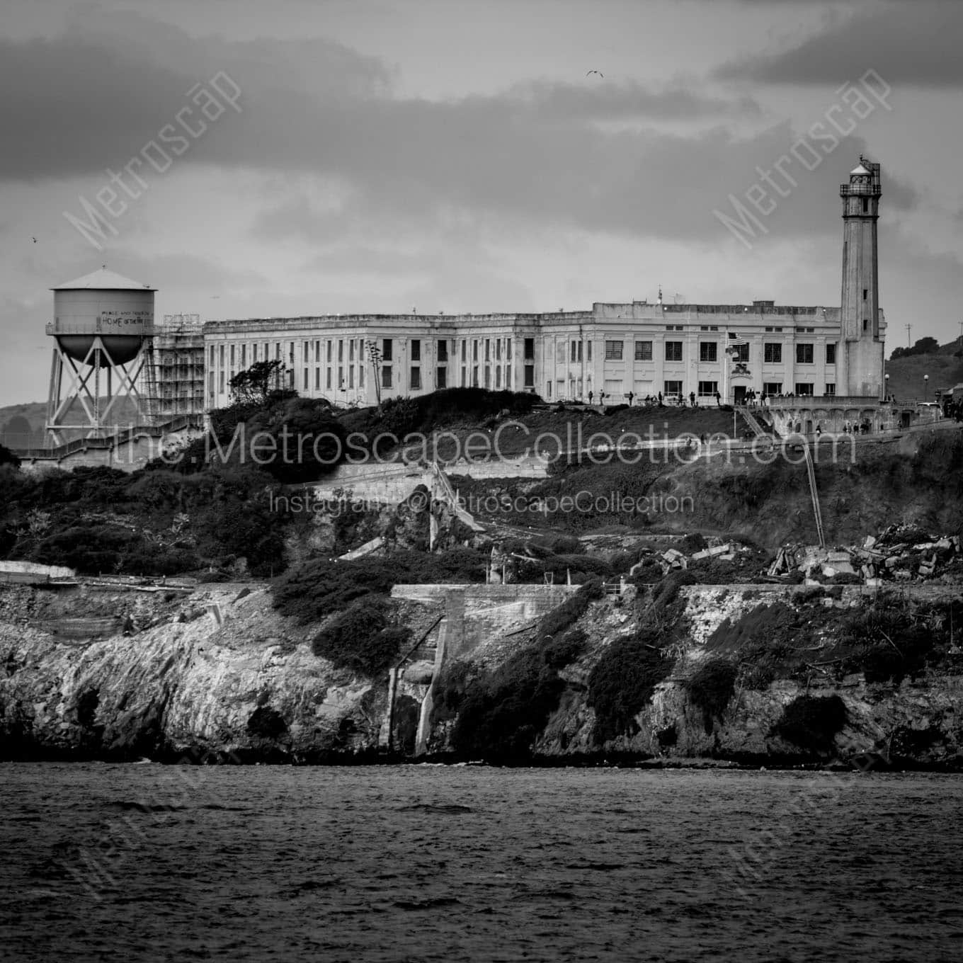 alcatraz island san francisco bay Black & White Wall Art