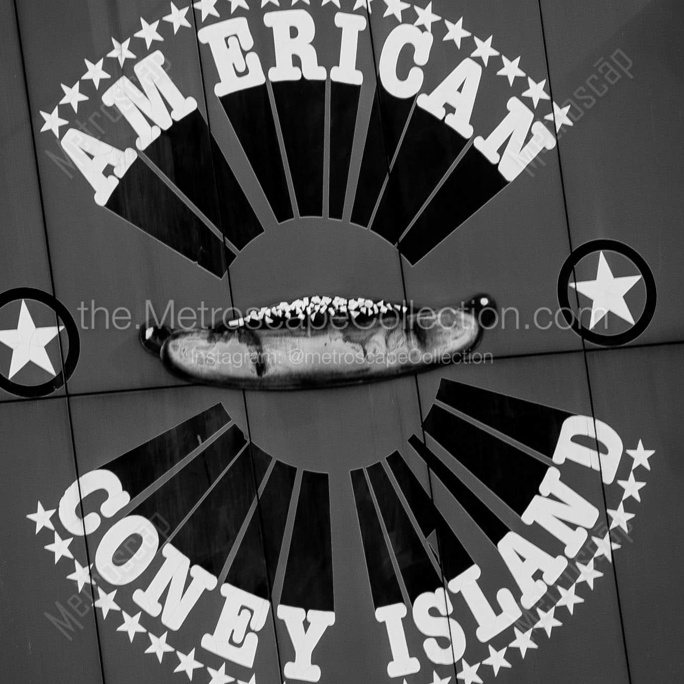 american coney island sign Black & White Wall Art