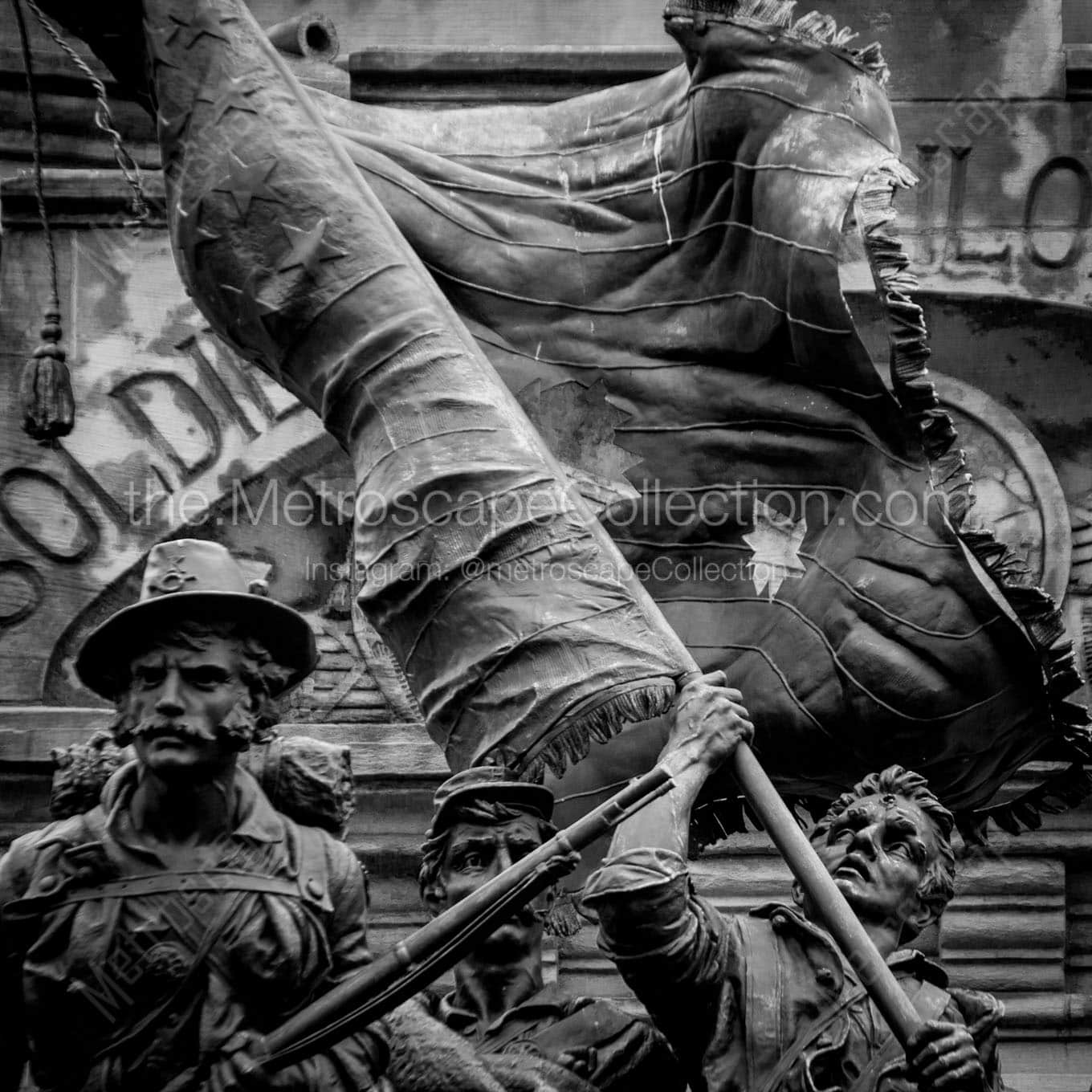 american flag soldiers sailors monument Black & White Wall Art