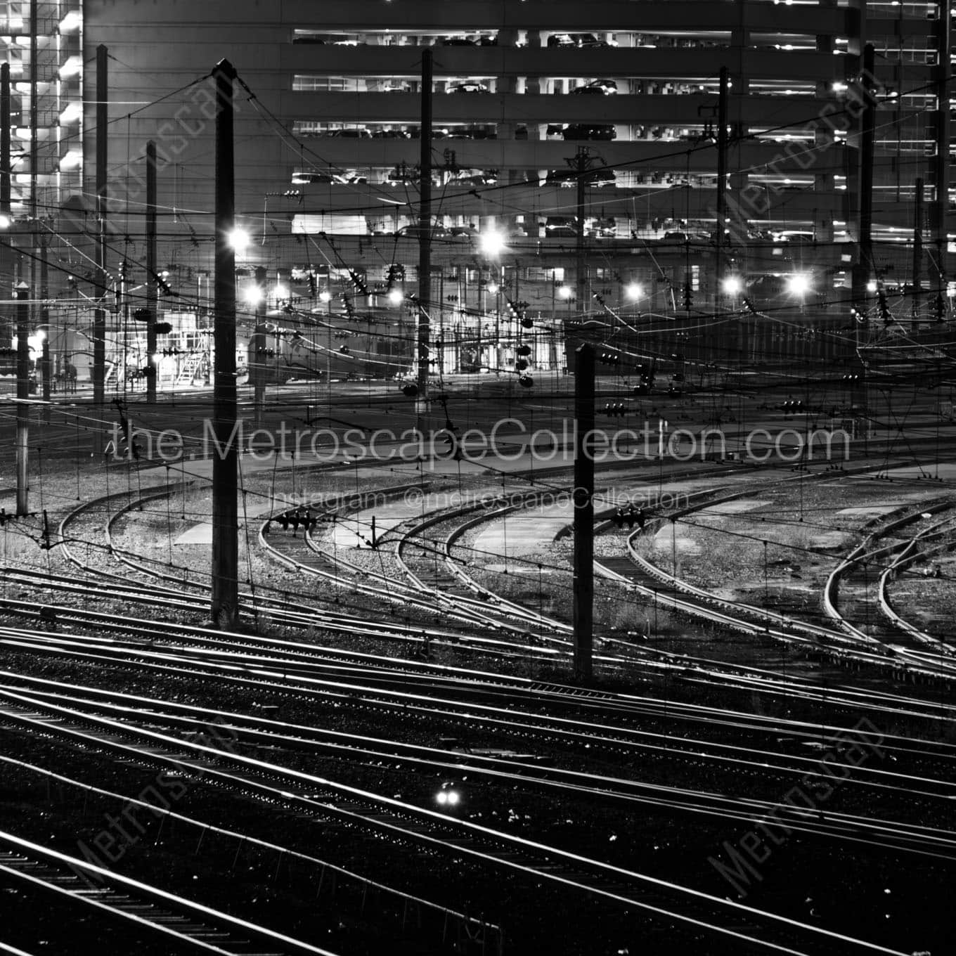 amtrak tracks 30th street station Black & White Wall Art