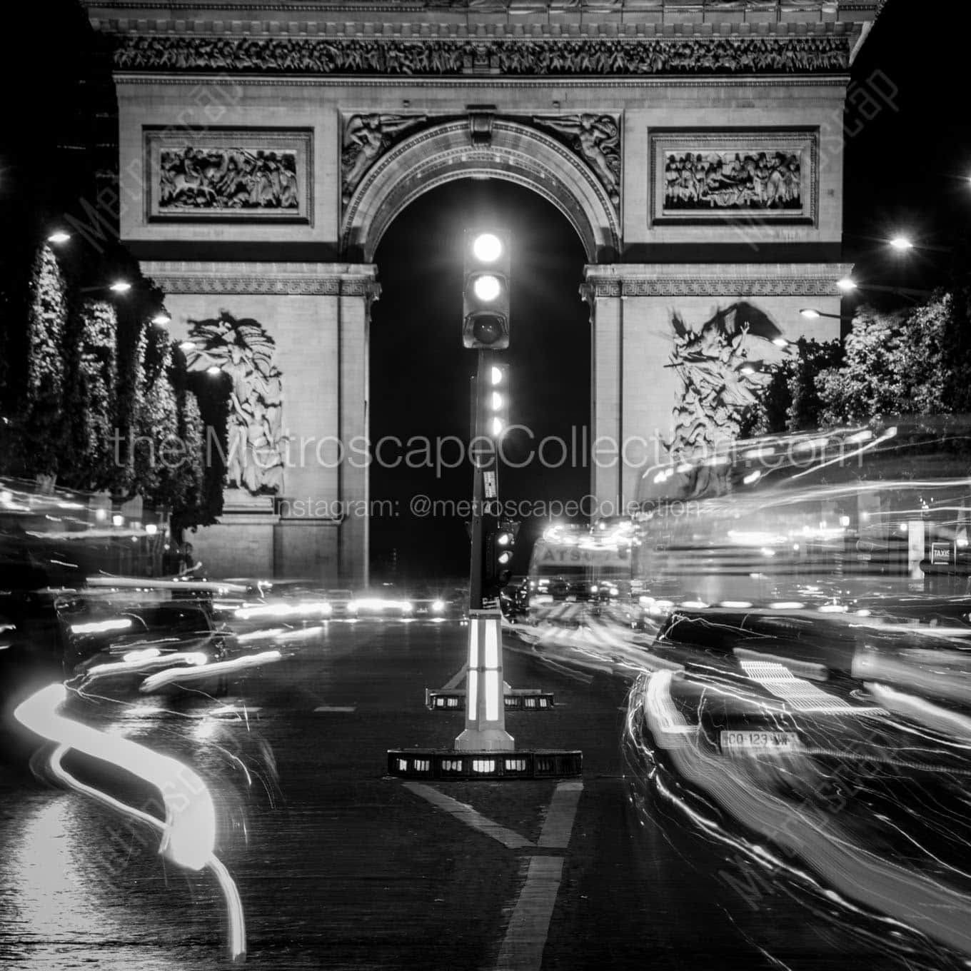 arc de triomphe from george v metro stop Black & White Wall Art