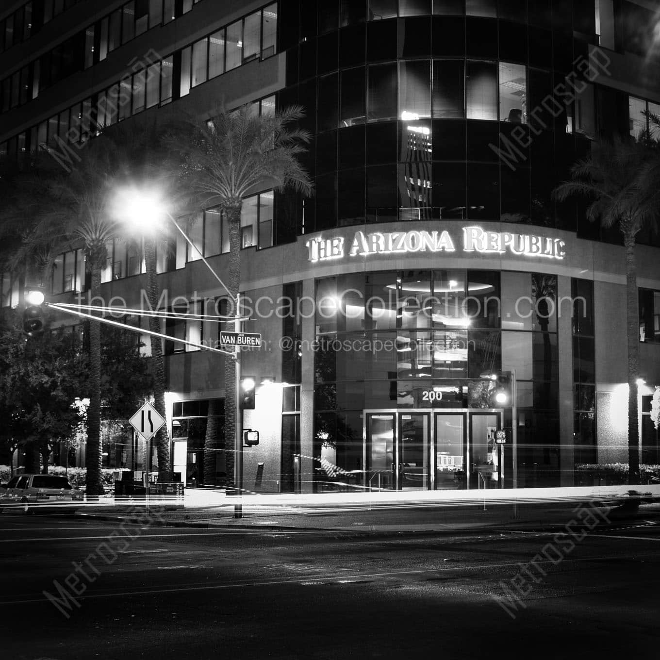 arizona republic building at night Black & White Wall Art