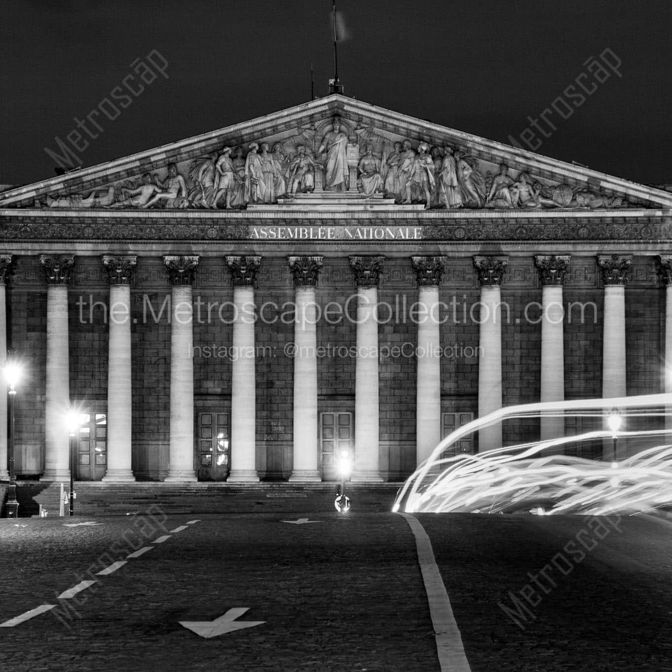 assemblee nationale building at night Black & White Wall Art