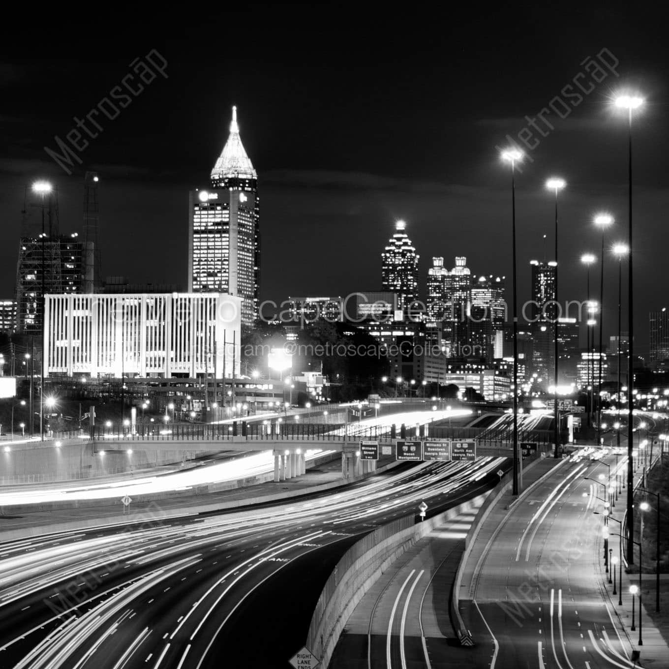 atlanta skyline Black & White Wall Art