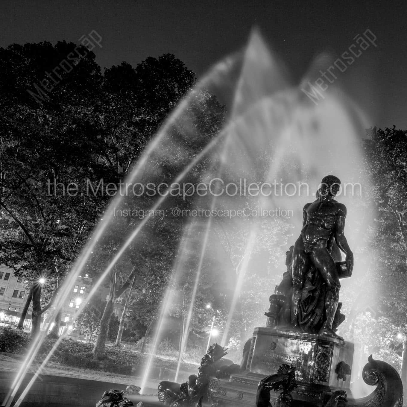 bailey fountain prospect park Black & White Wall Art