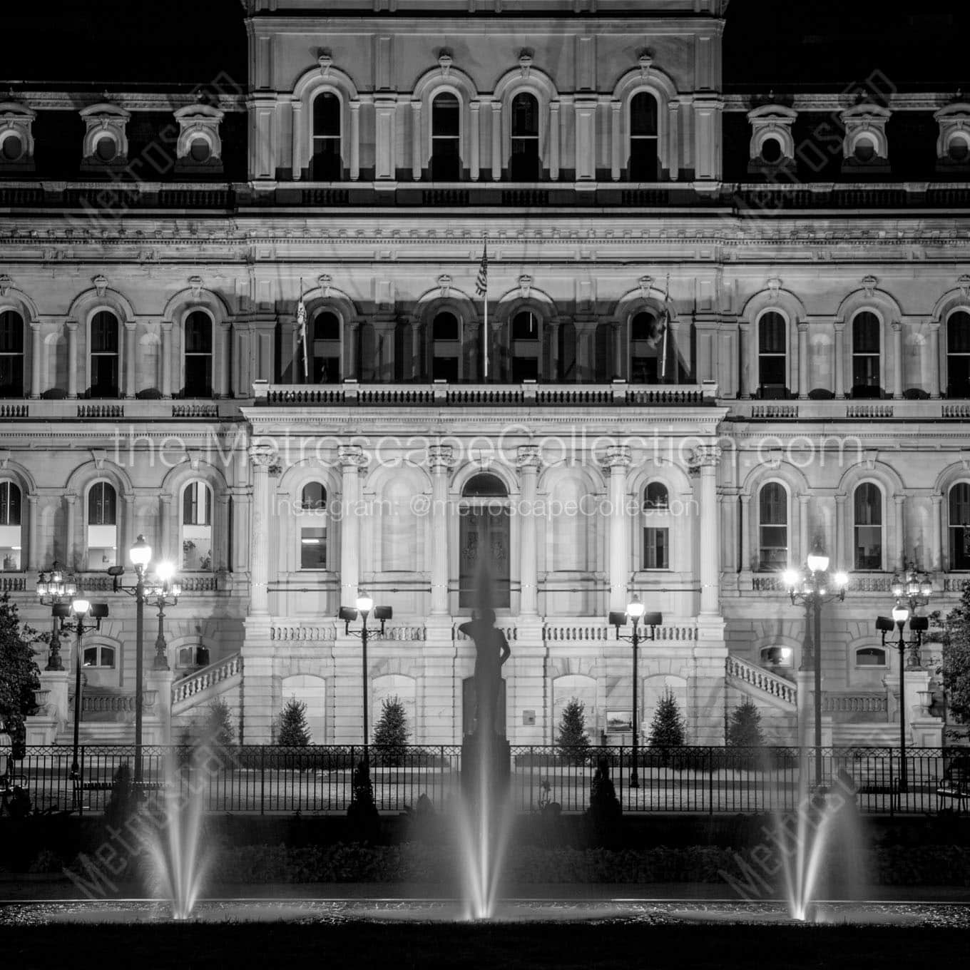 baltimore city hall night Black & White Wall Art