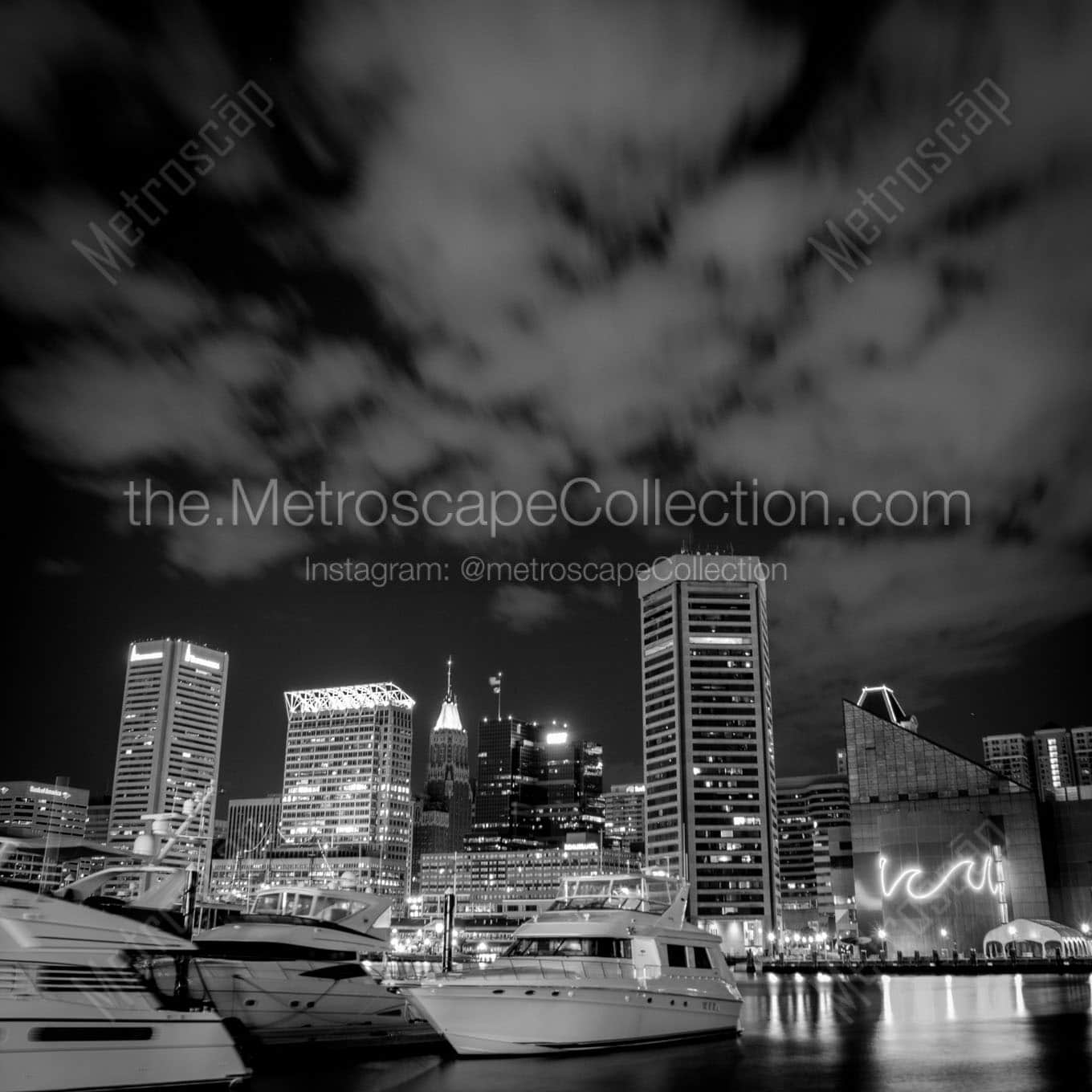 baltimore skyline rusty scupper Black & White Wall Art