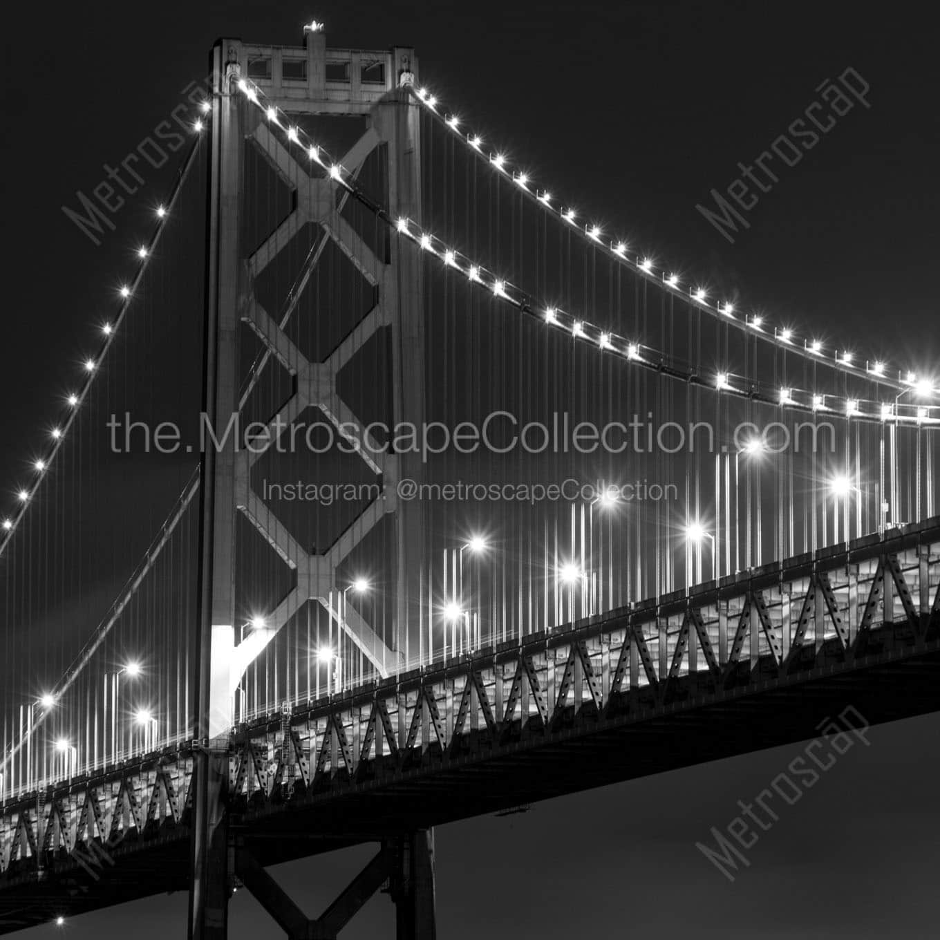 bay bridge night Black & White Wall Art