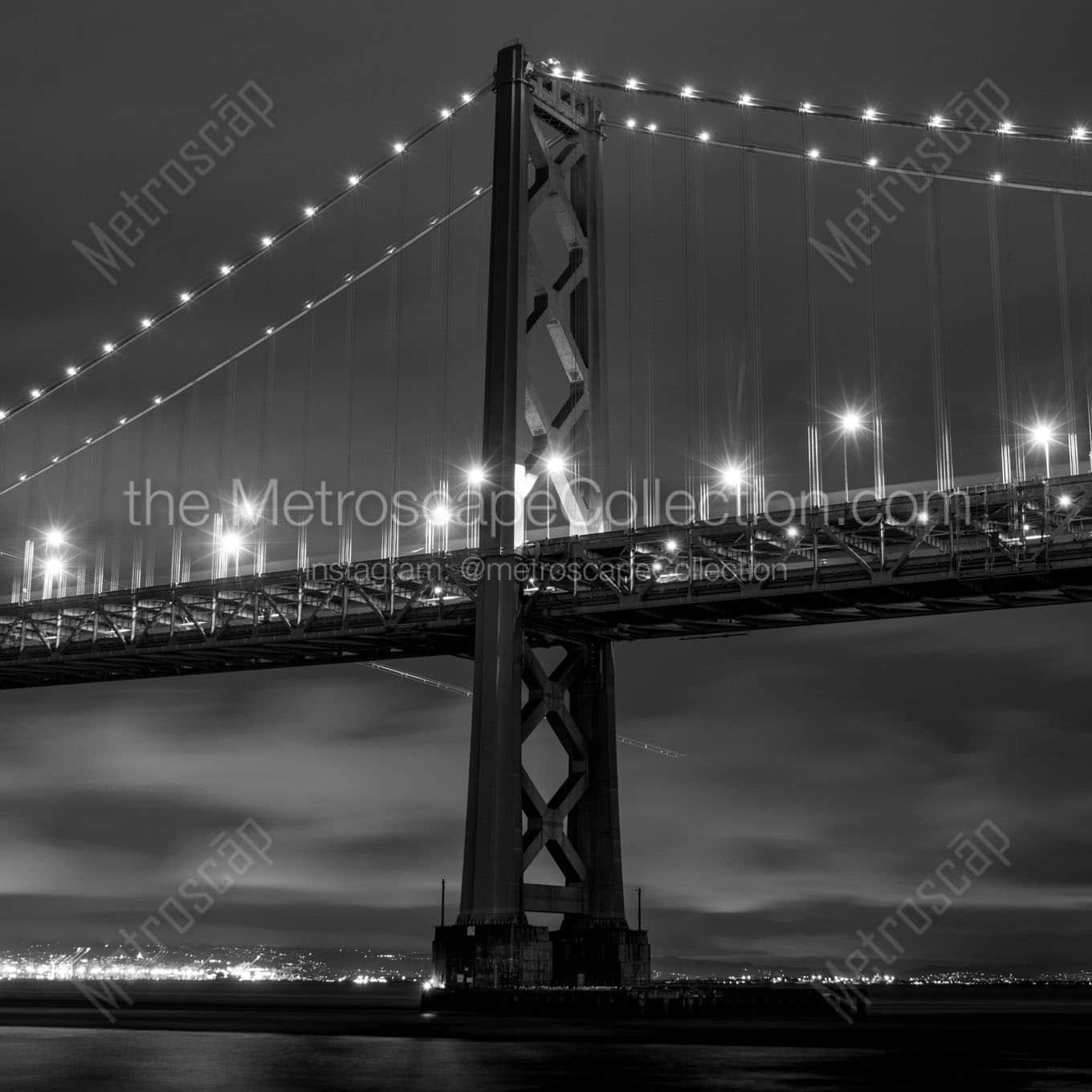 bay bridge spire night Black & White Wall Art