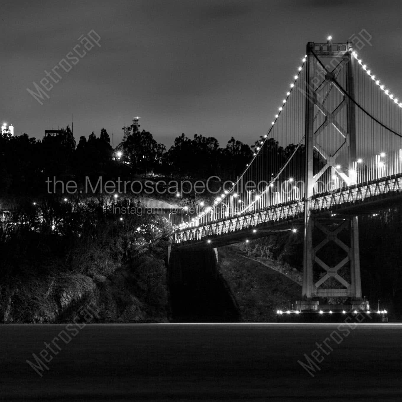 bay bridge yerba buena island night Black & White Wall Art