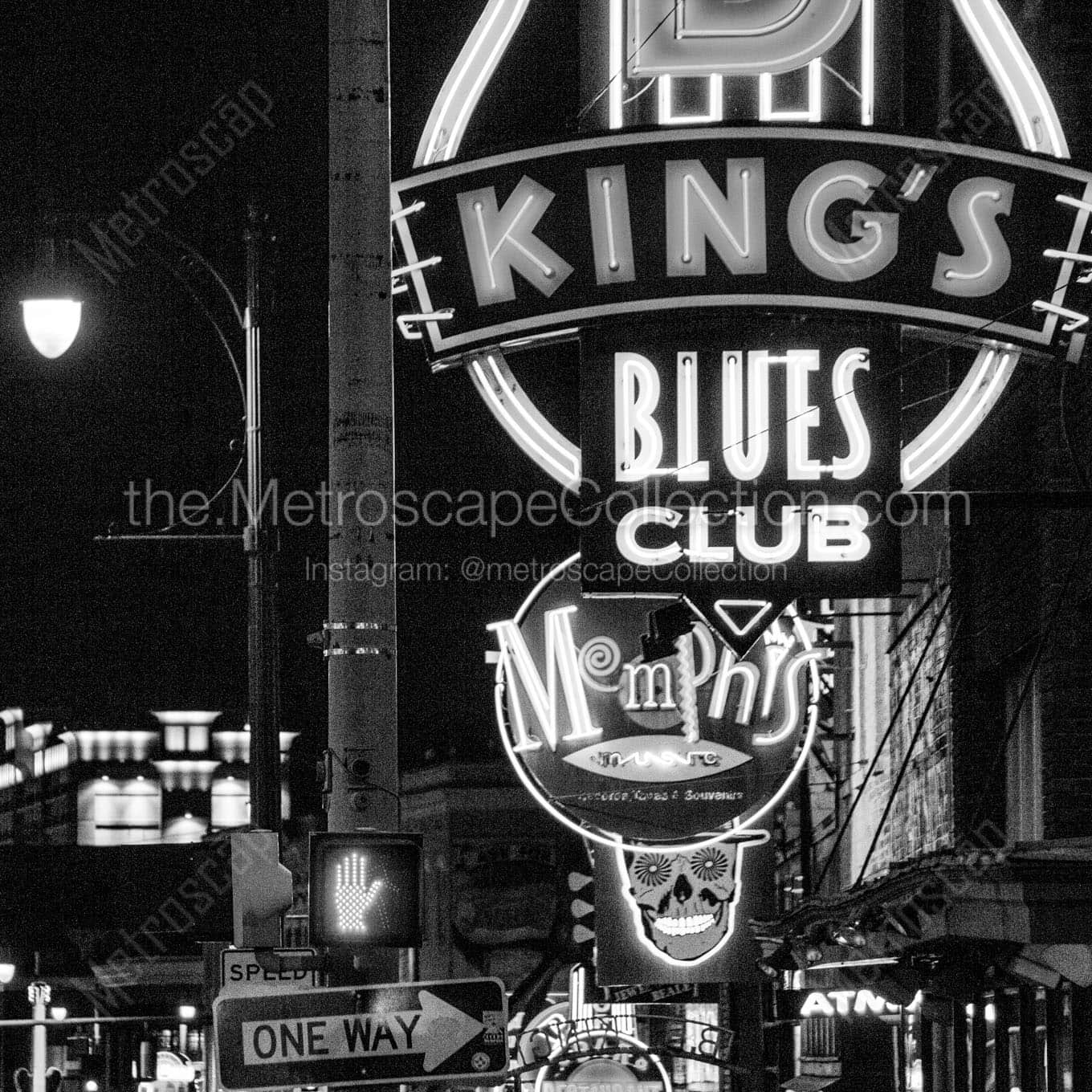 bb kings blues club beale street Black & White Wall Art