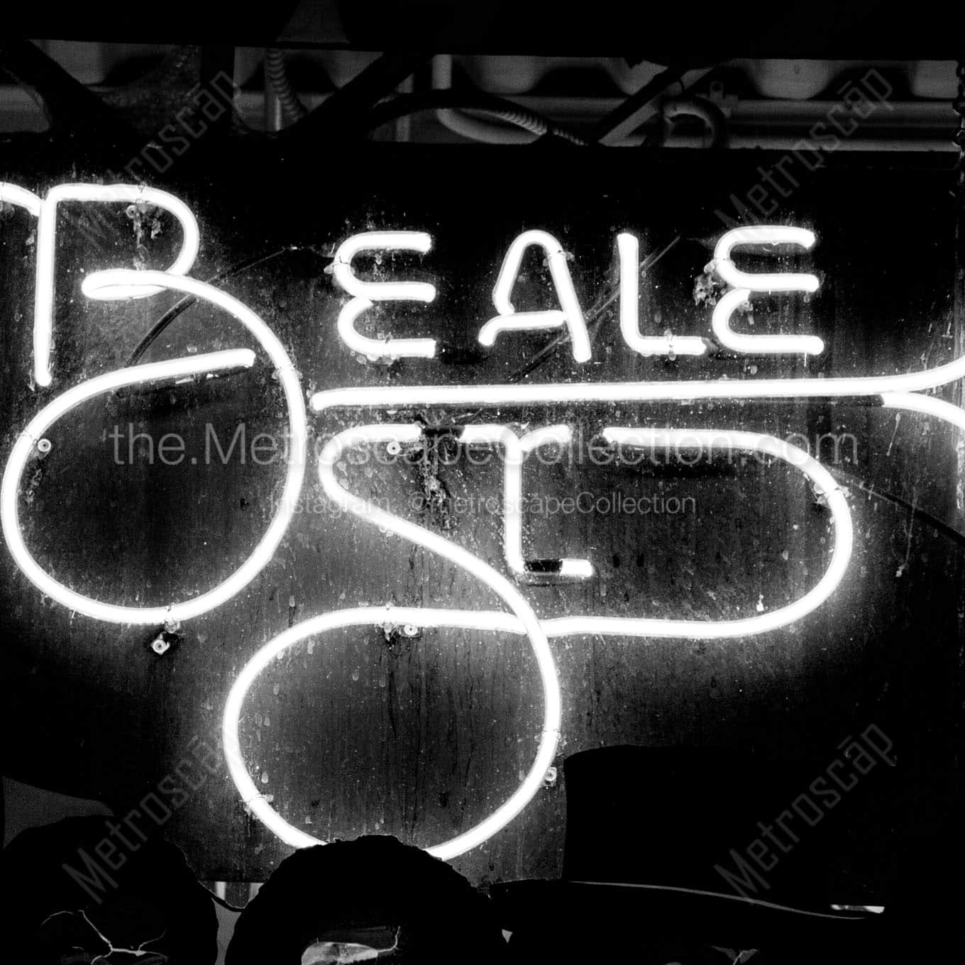 beale street neon sign Black & White Wall Art