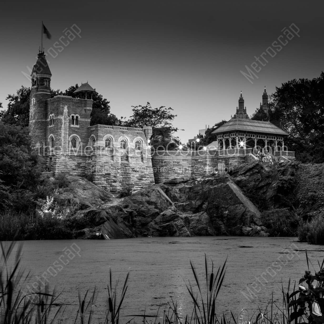 belvedere castle central park Black & White Wall Art