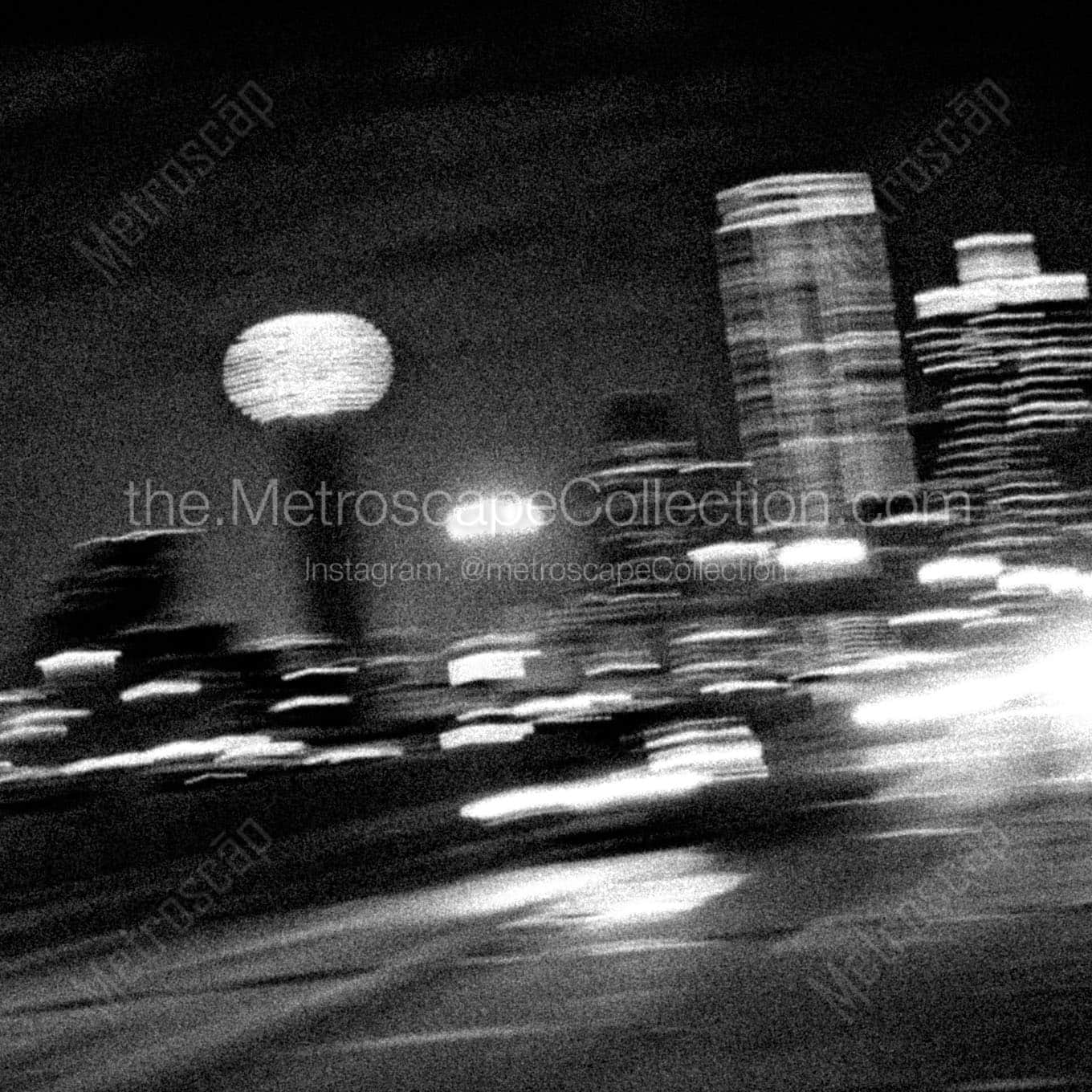 blurry downtown dallas houston viaduct Black & White Wall Art