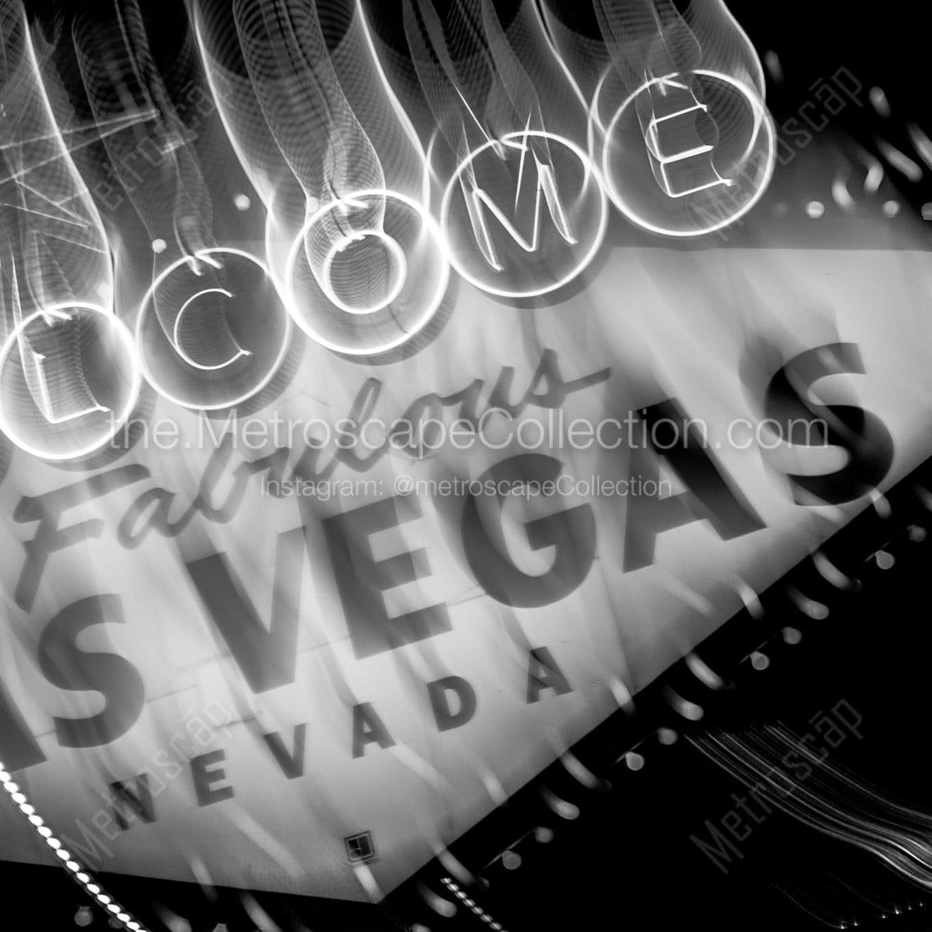 blurry las vegas sign Black & White Wall Art