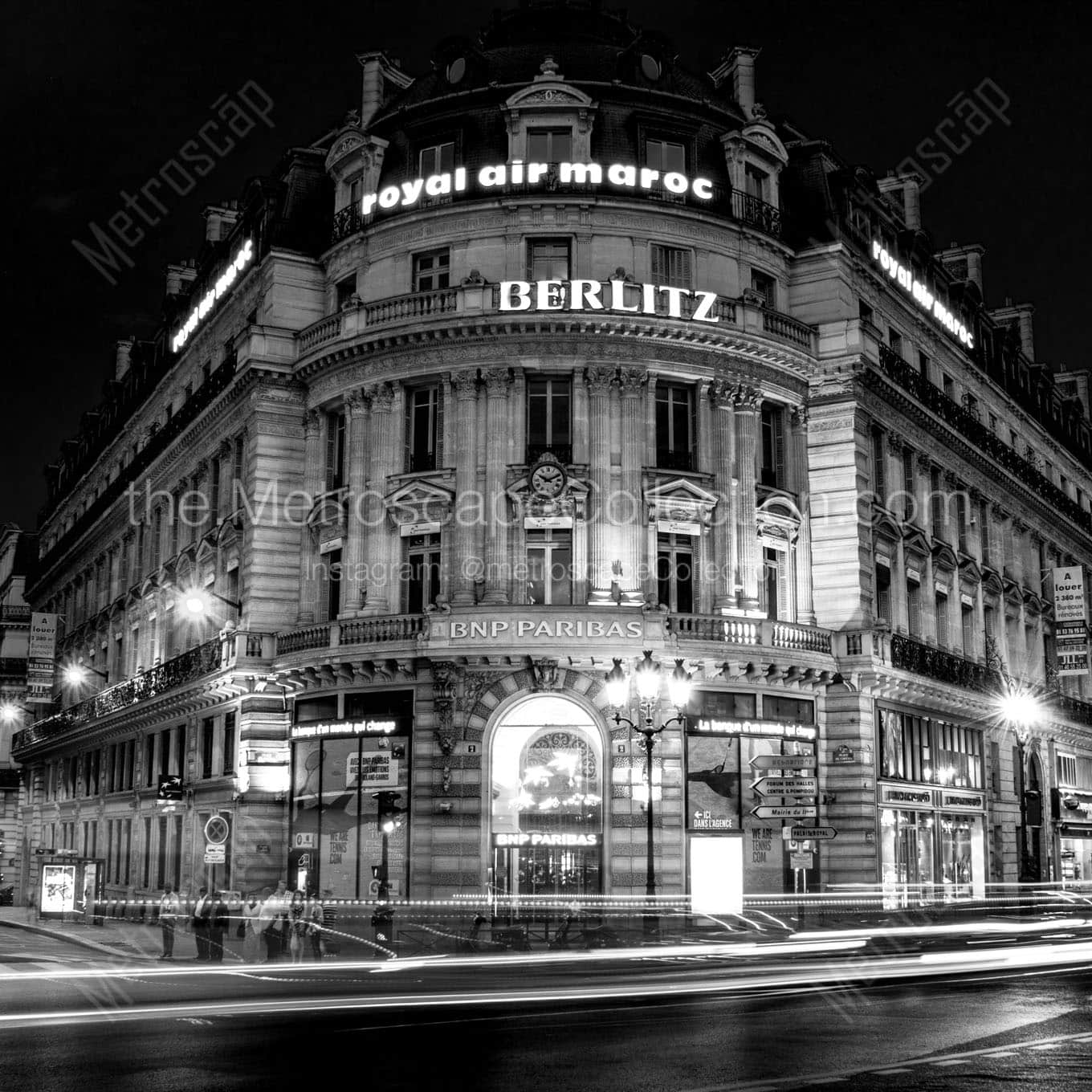 bnp paribas at night Black & White Wall Art