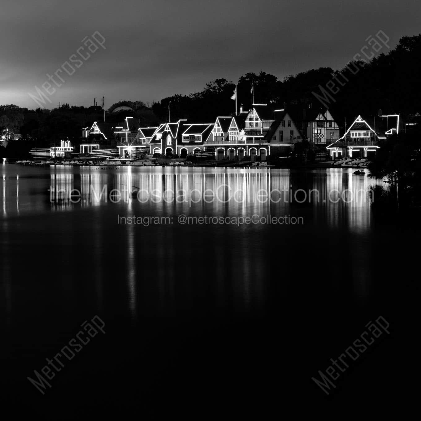 boathouse row at night Black & White Wall Art