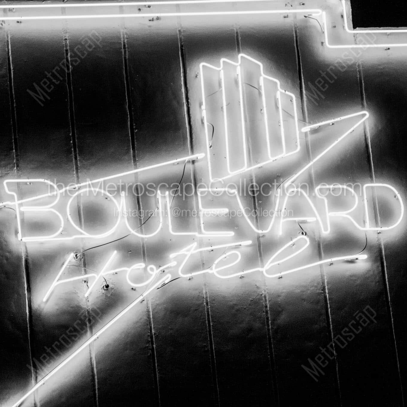 boulevard hotel sign south beach Black & White Wall Art