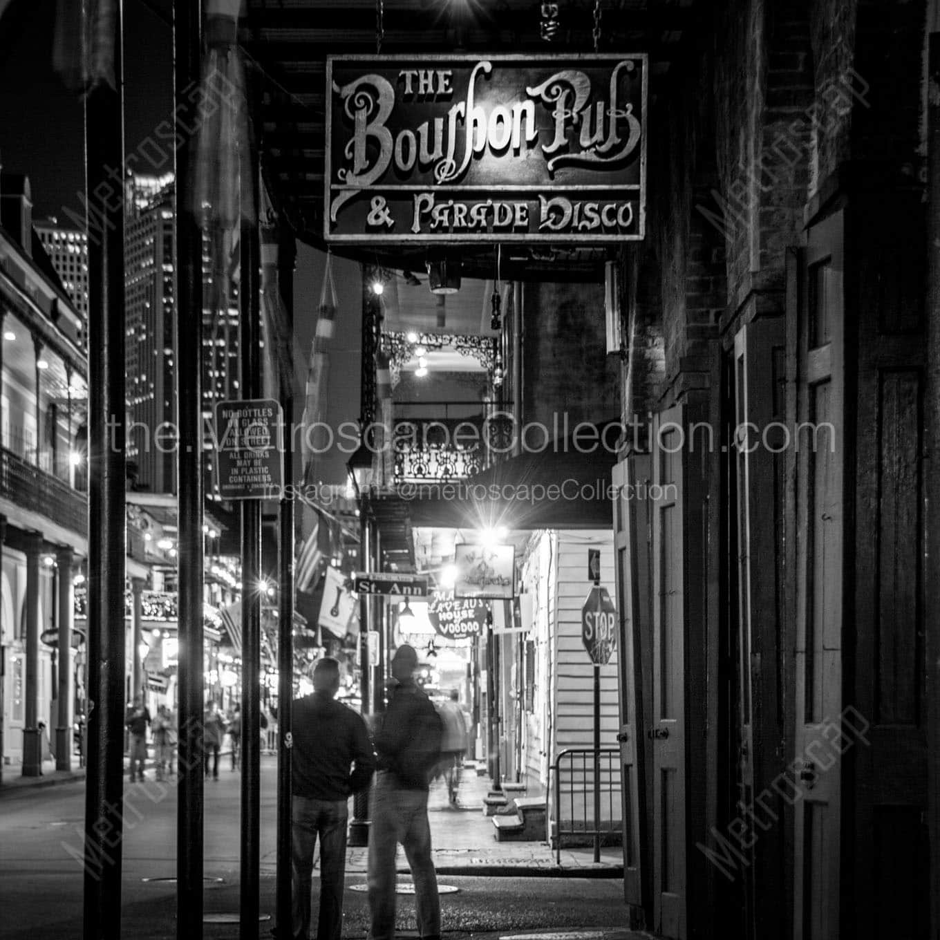 bourbon pub parade disco Black & White Wall Art