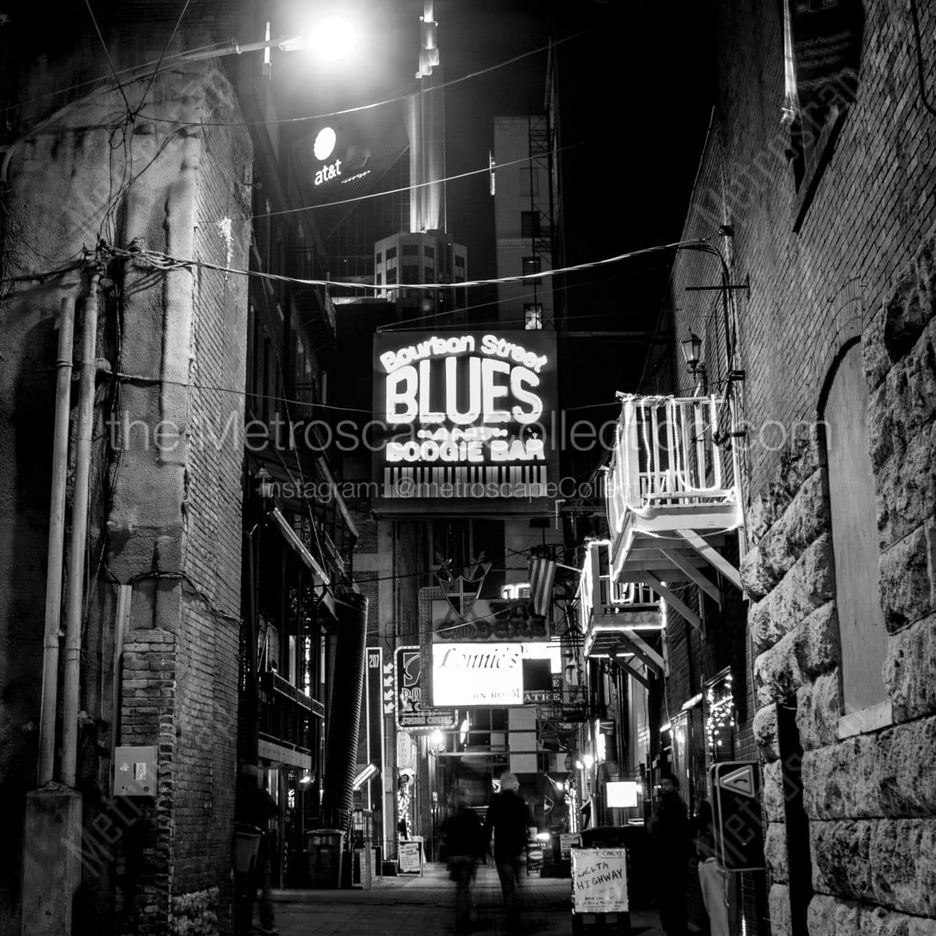 bourbon street blues boogie bar Black & White Wall Art