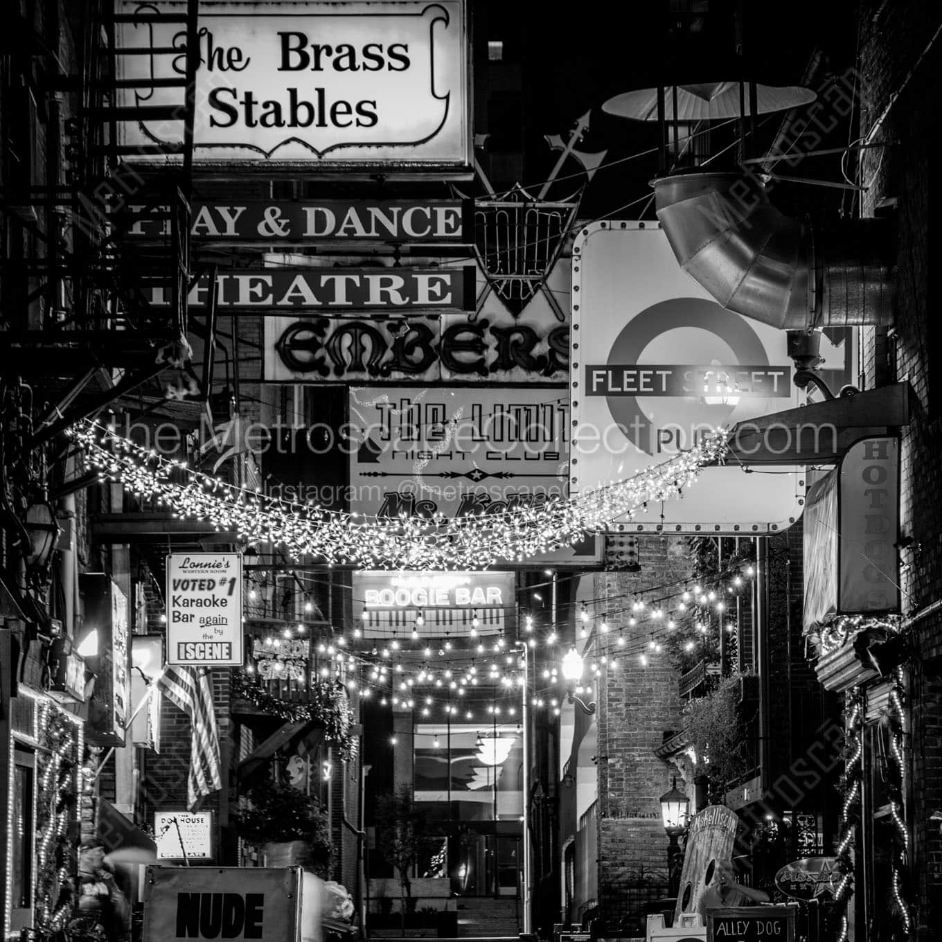 brass stables printers alley Black & White Wall Art