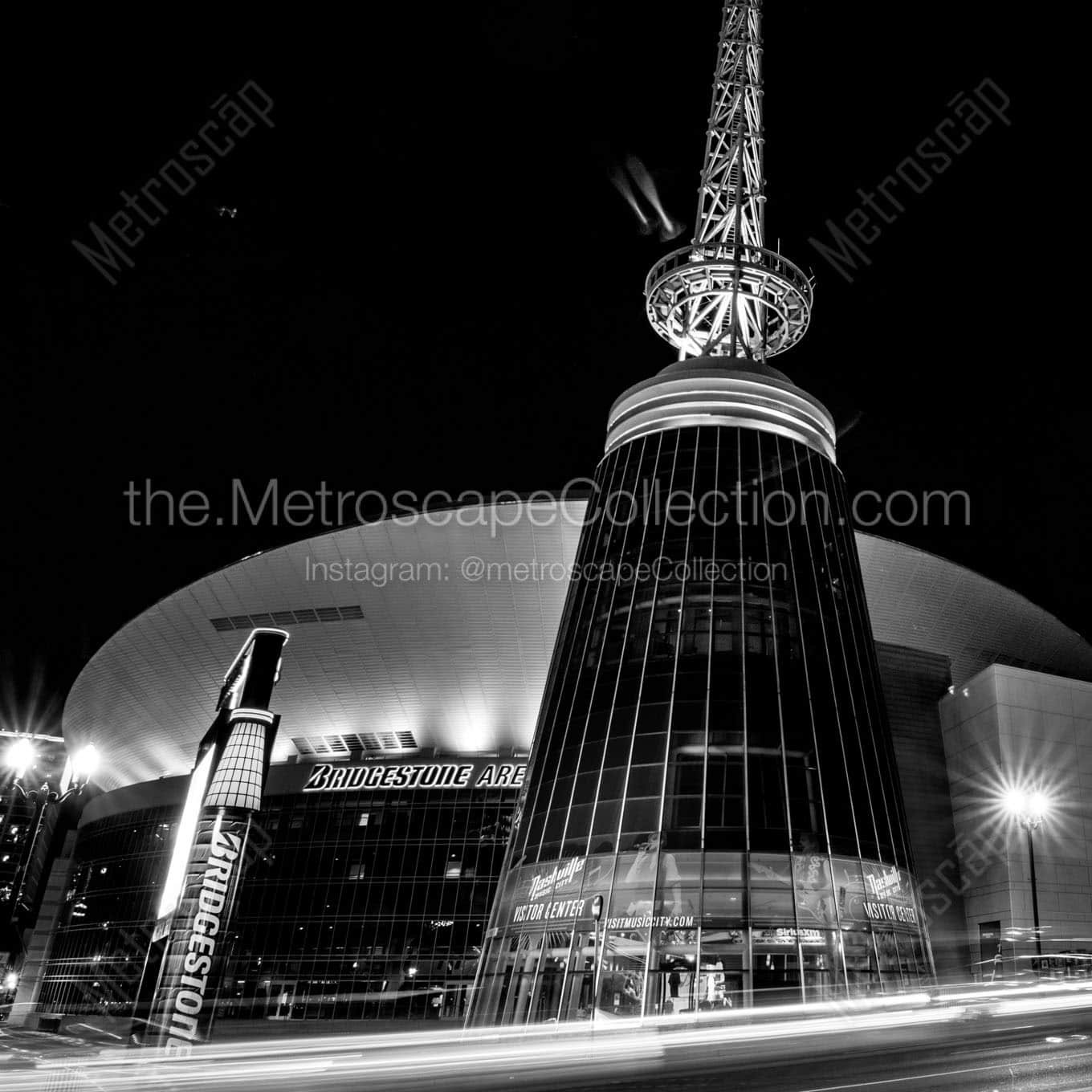 bridgestone arena at night Black & White Wall Art