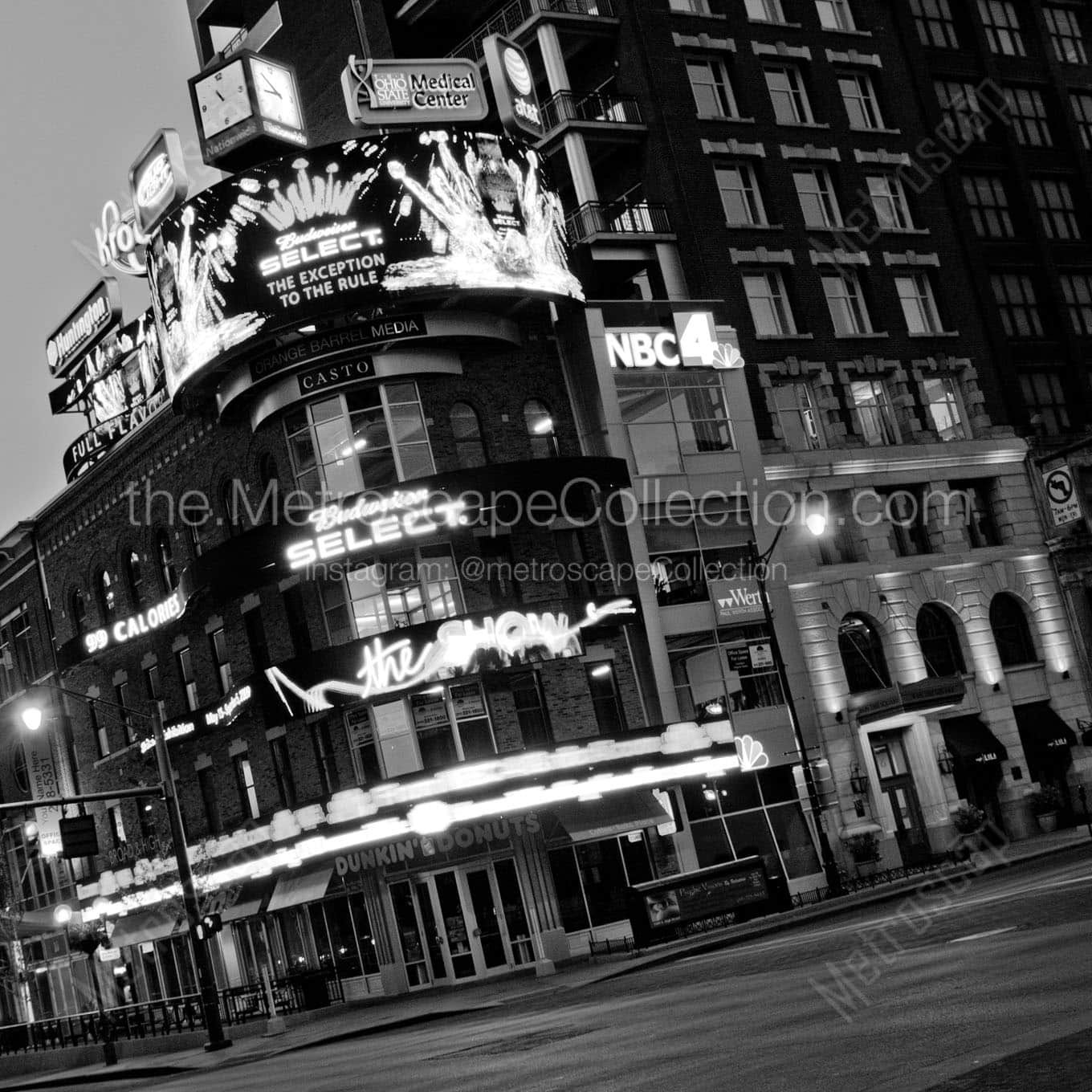 broad and high downtown columbus Black & White Wall Art