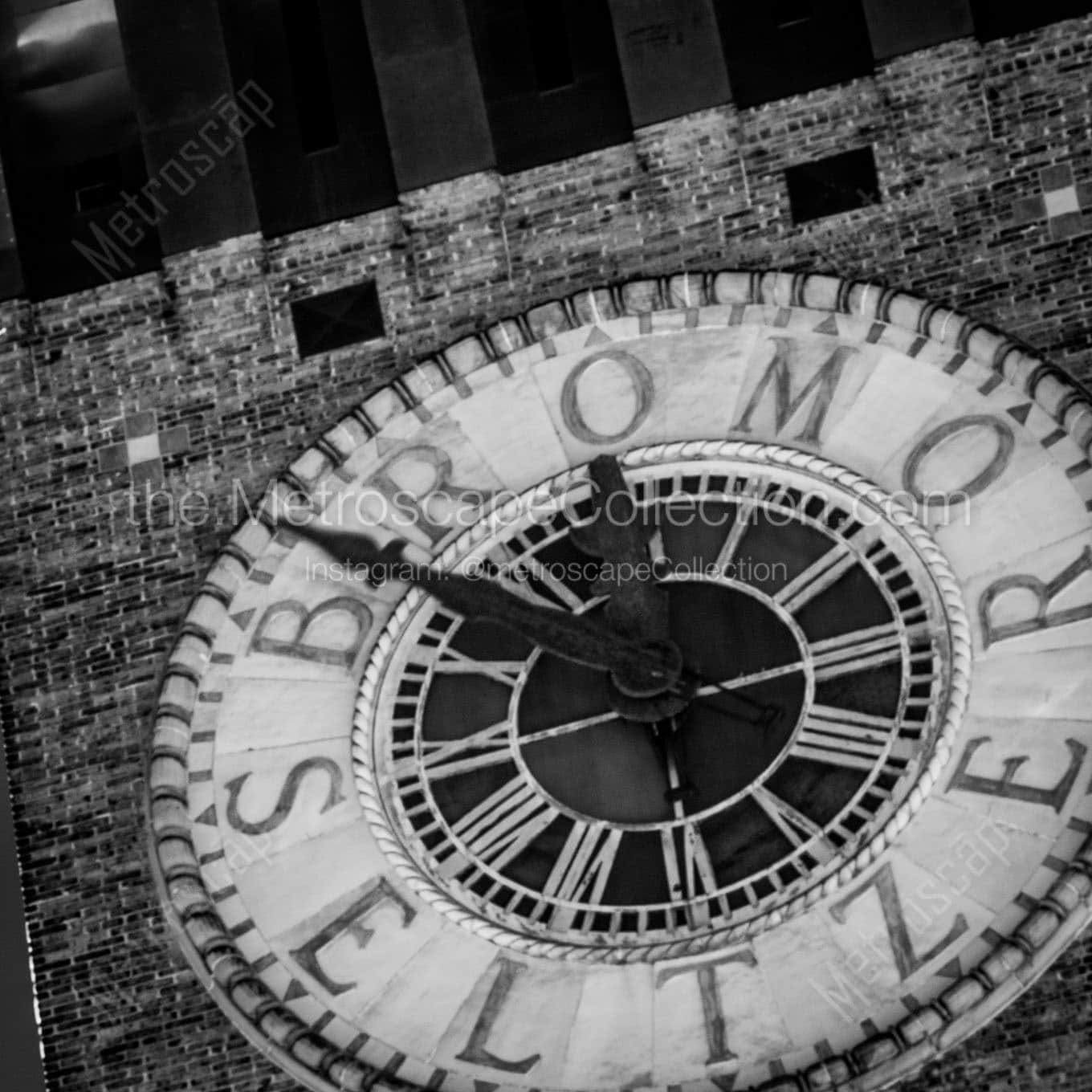 bromo seltzer clock face Black & White Wall Art