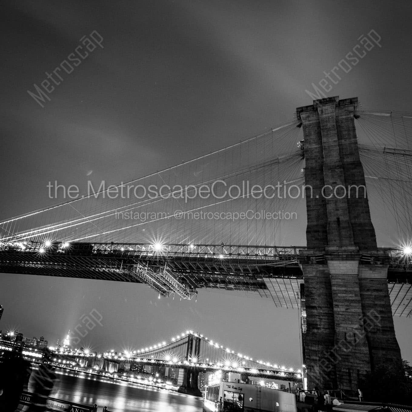 brooklyn bridge manhattan bridge empire state building Black & White Wall Art