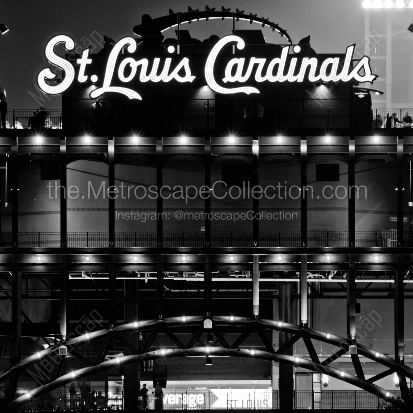 busch stadium at night Black & White Wall Art