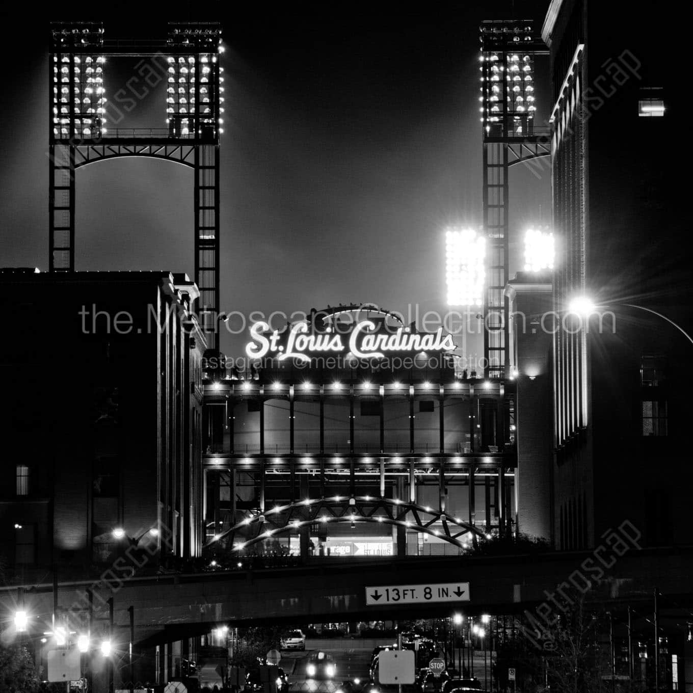 busch stadium at night 2012 nlcs Black & White Wall Art