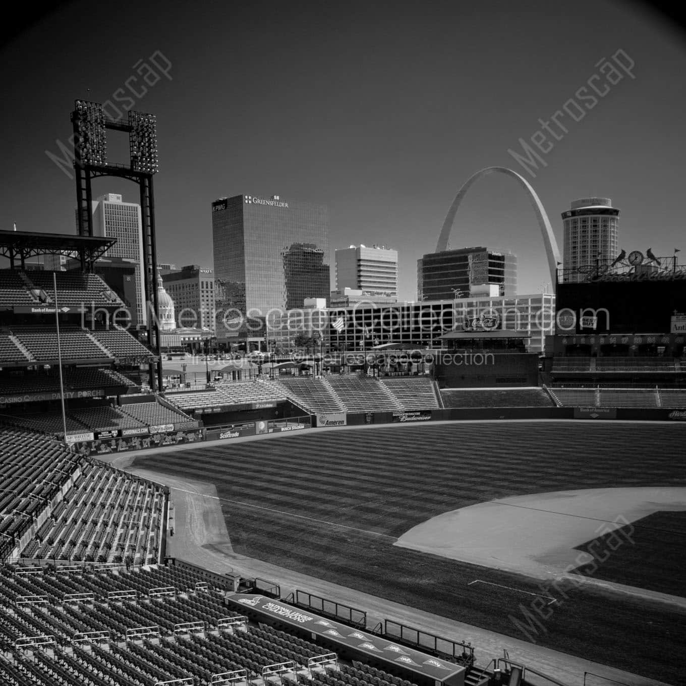 busch stadium st louis skyline Black & White Wall Art