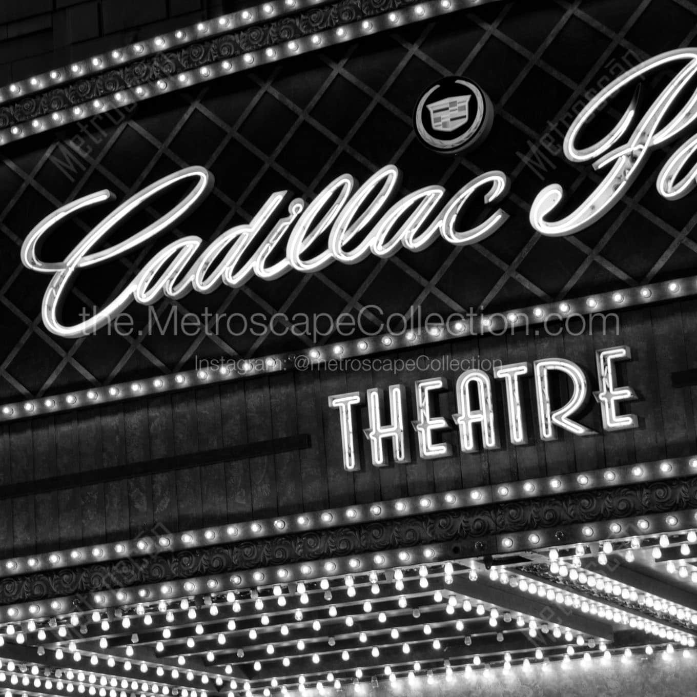 cadillac palace theatre Black & White Wall Art