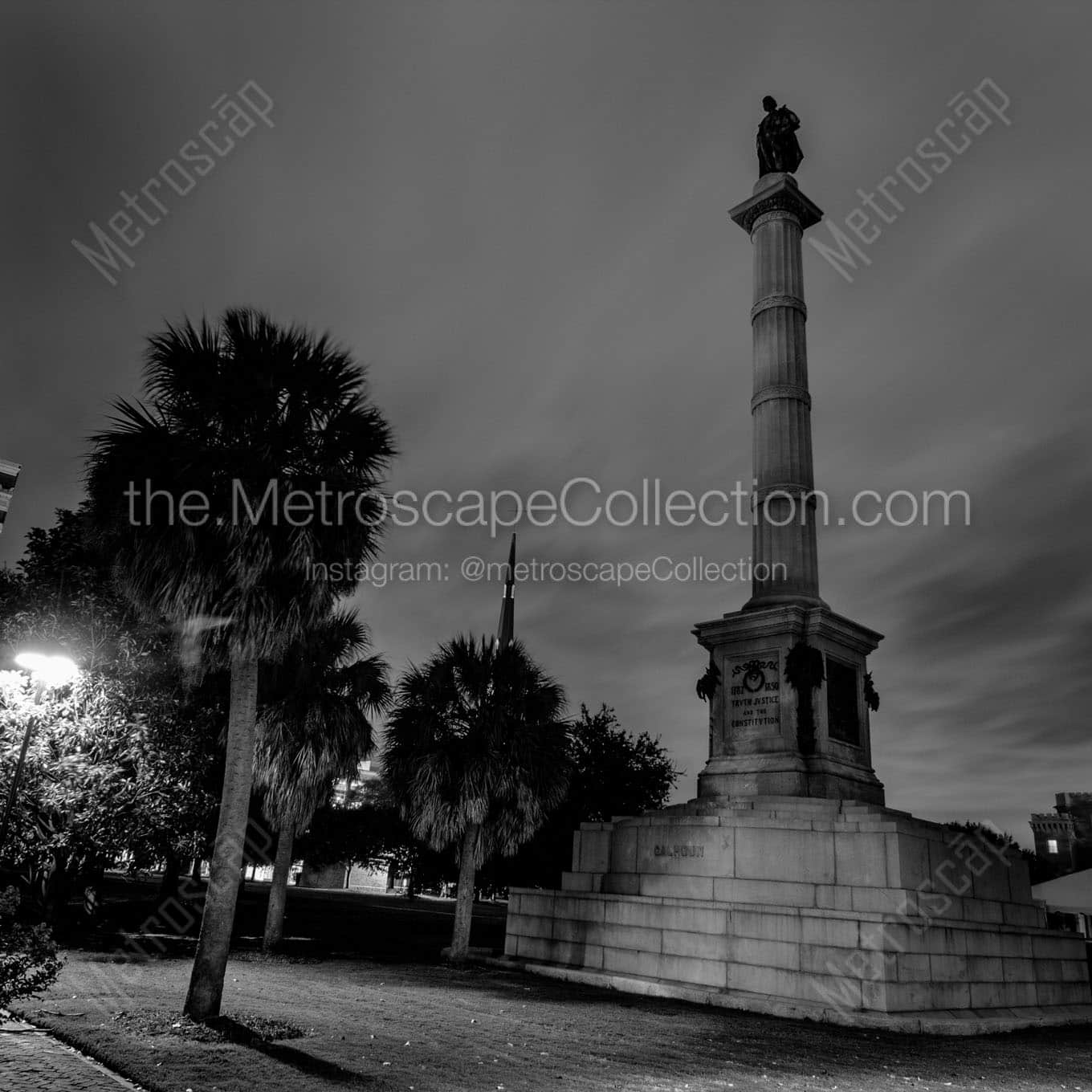 calhoun monument marion square Black & White Wall Art