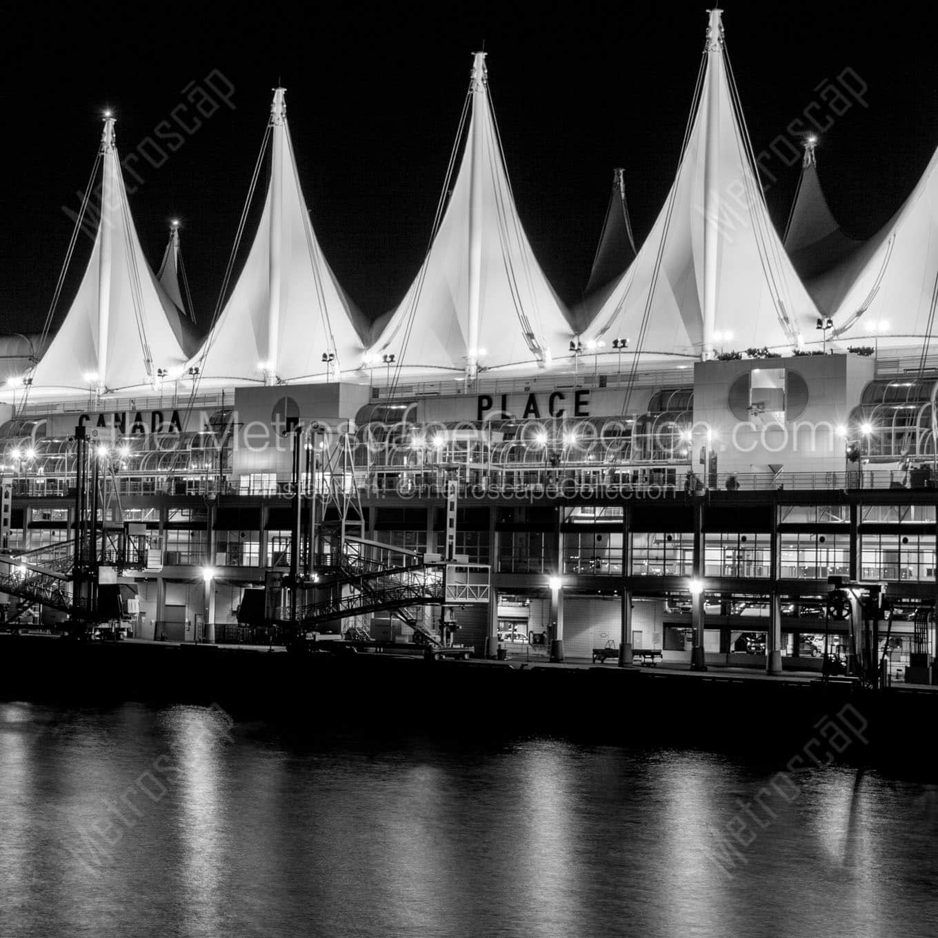 canada place at night Black & White Wall Art