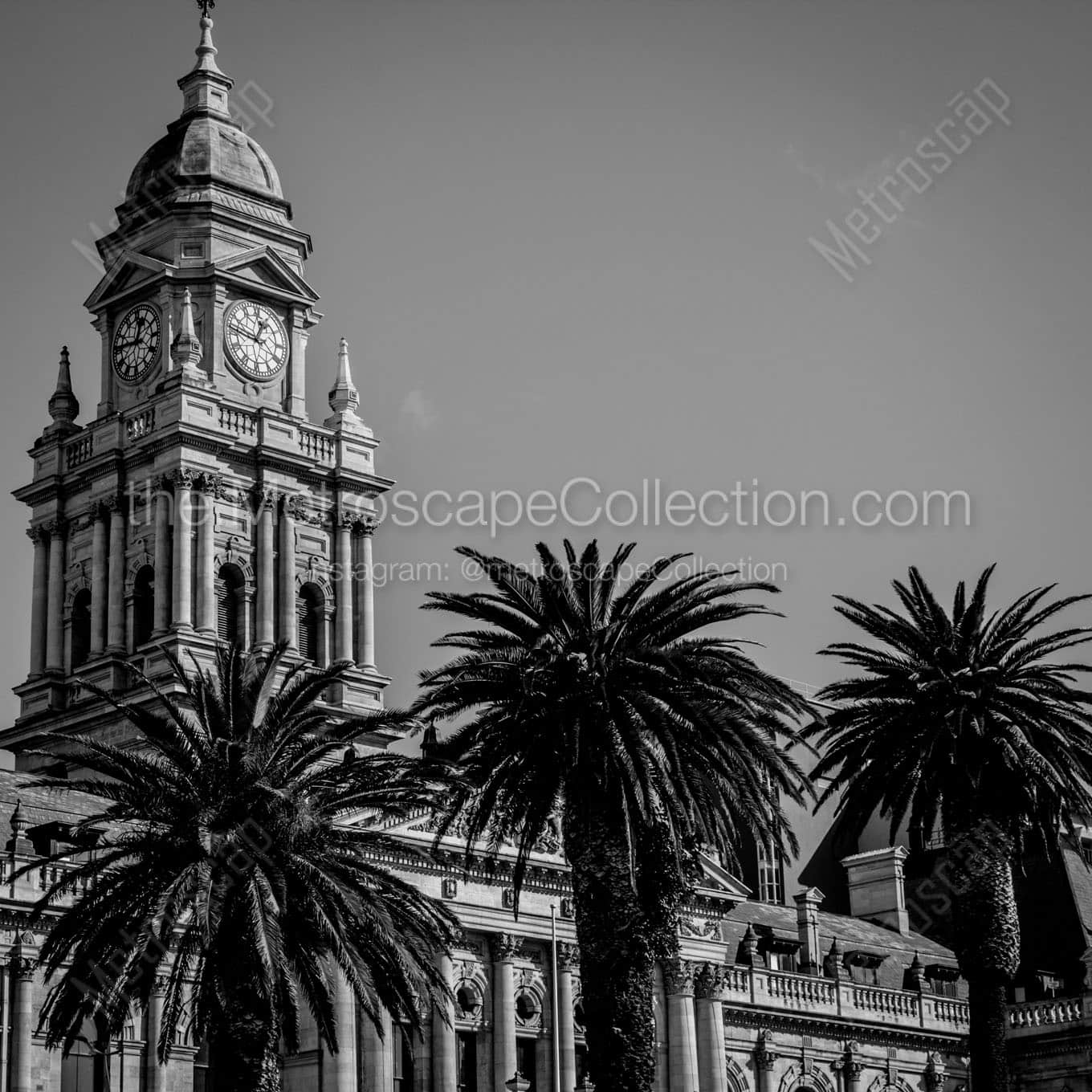 cape town city hall from grand parade plaza Black & White Wall Art