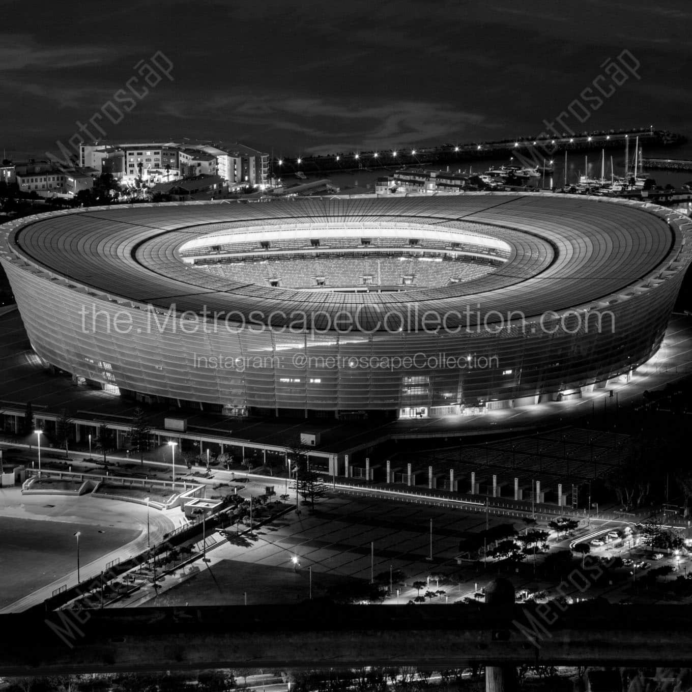 cape town green point stadium Black & White Wall Art