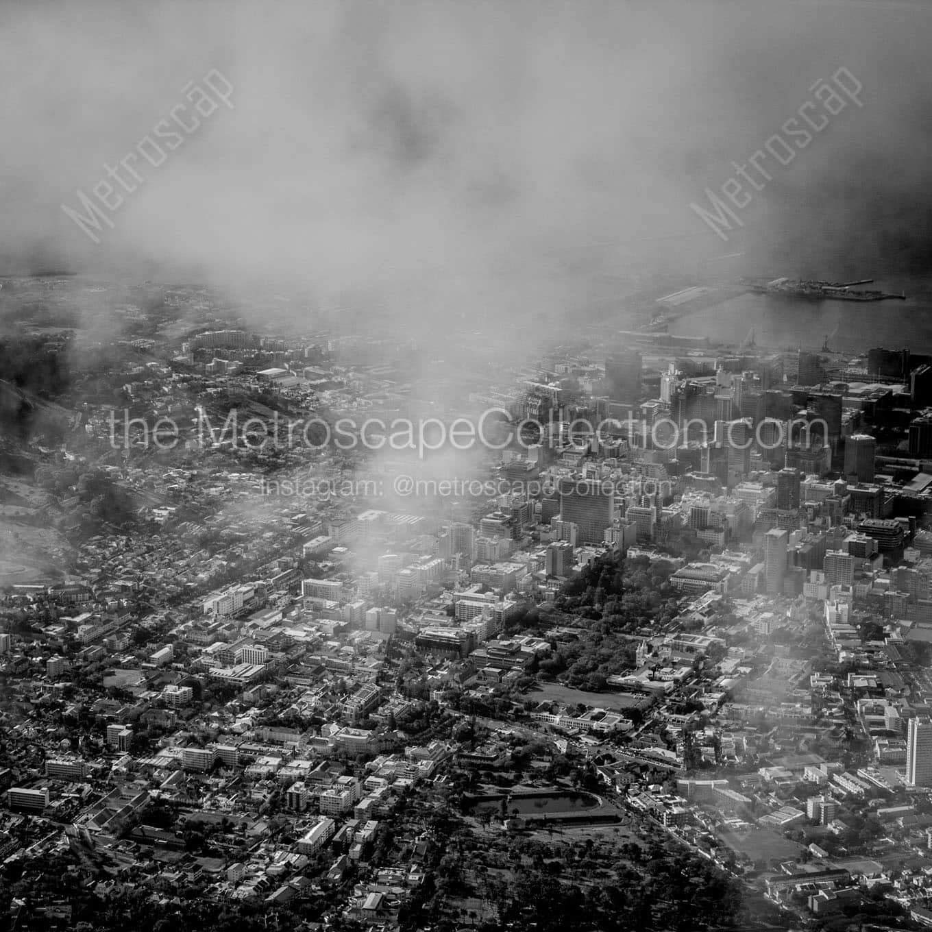 cape town skyline from table mountain Black & White Wall Art