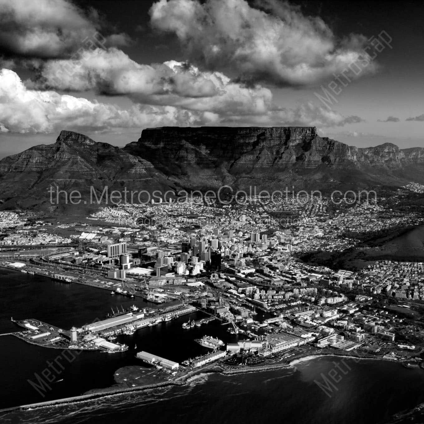 cape town south africa city bowl Black & White Wall Art
