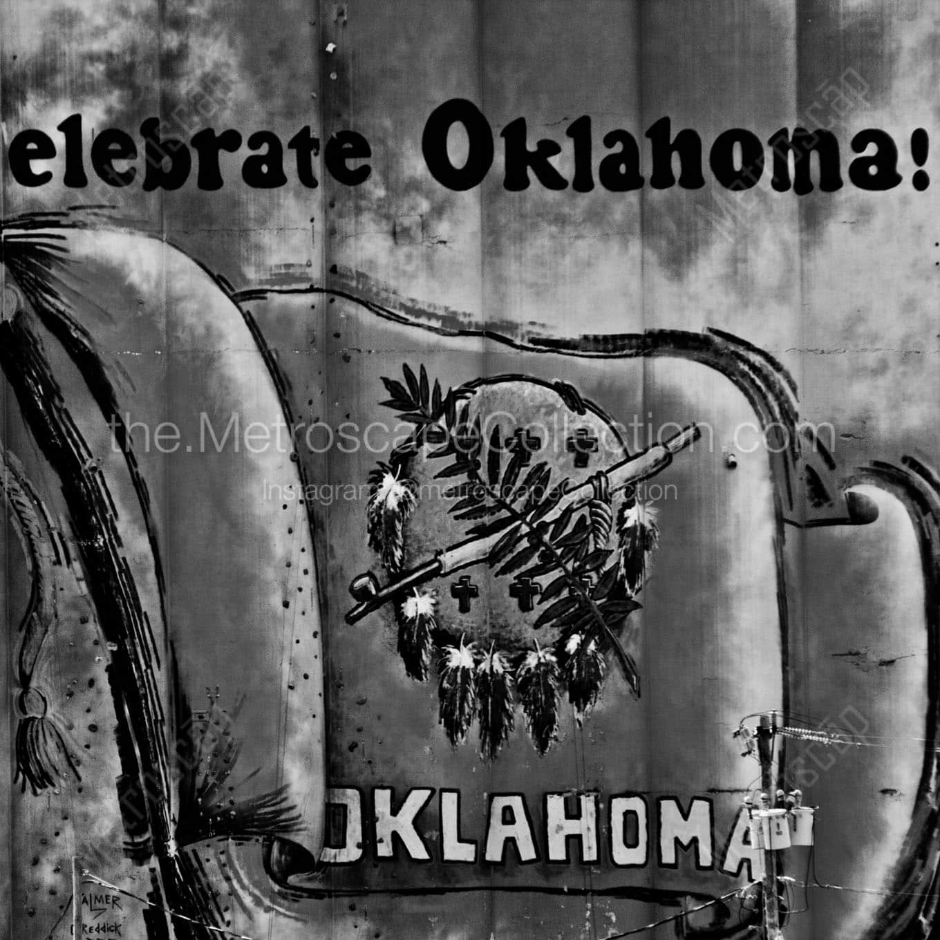 celebrate oklahoma mural Black & White Wall Art